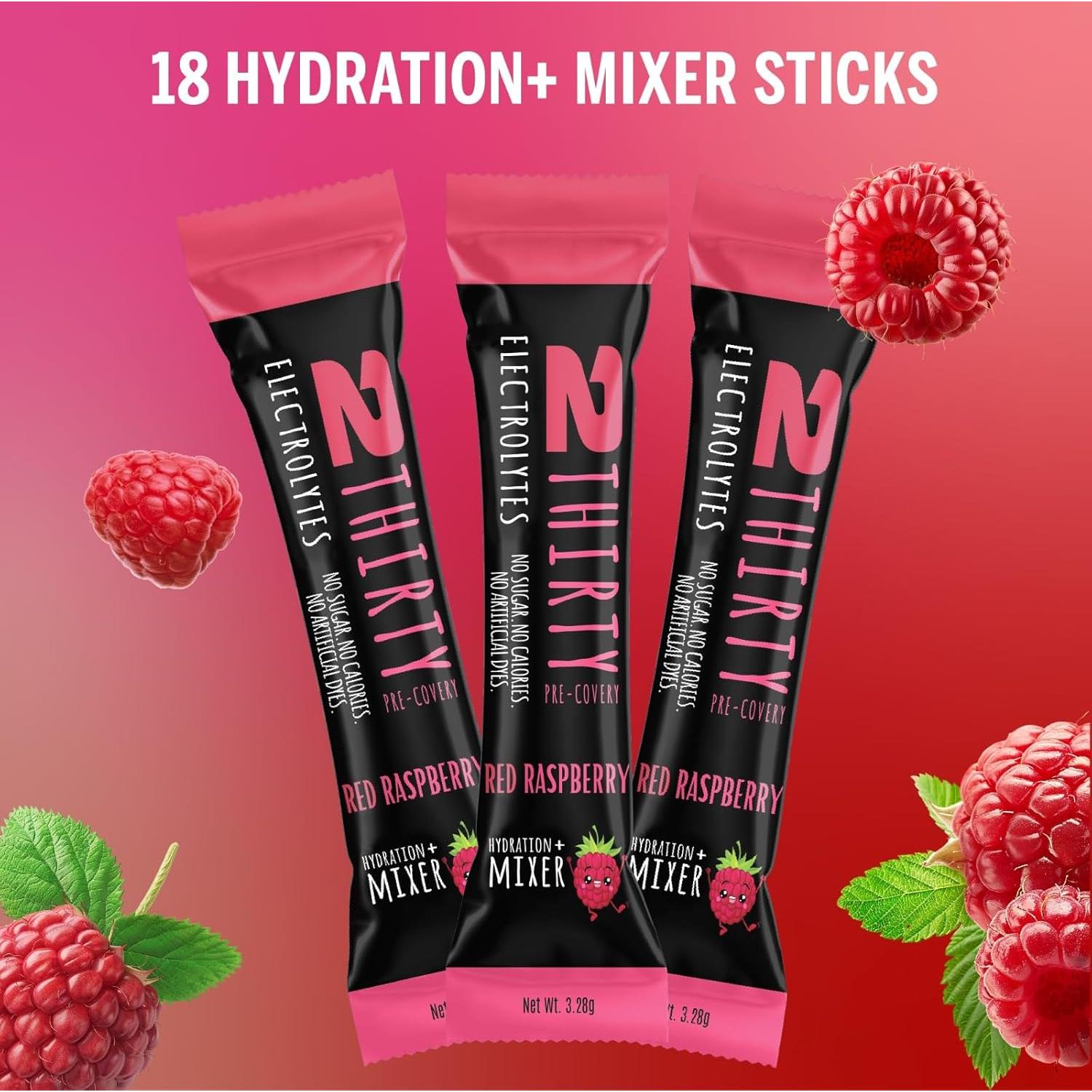 Polvo de Electrolitos Sin Azúcar 2THIRTY Frambuesa 18 Palitos