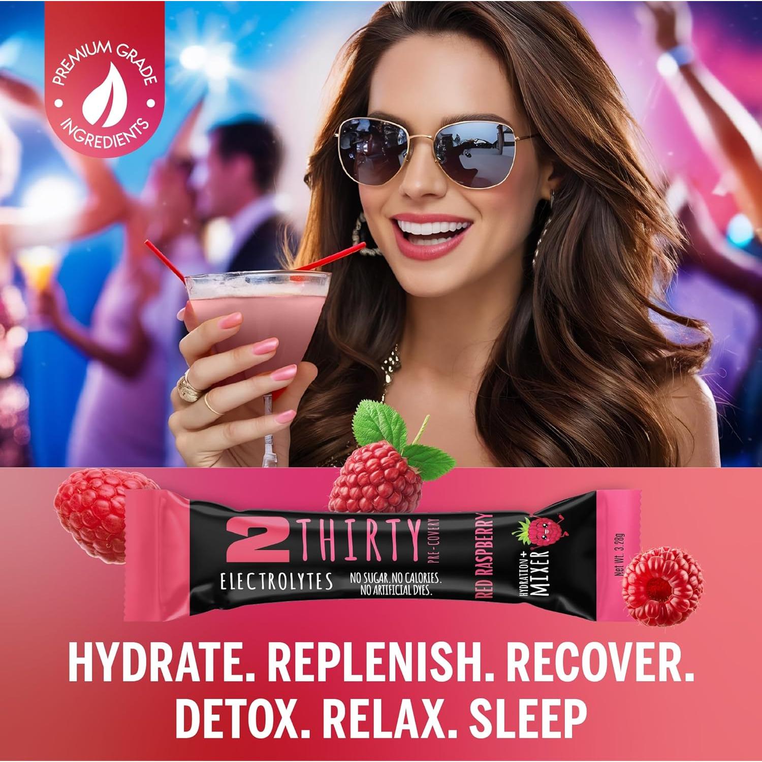 Polvo de Electrolitos Sin Azúcar 2THIRTY Frambuesa 18 Palitos