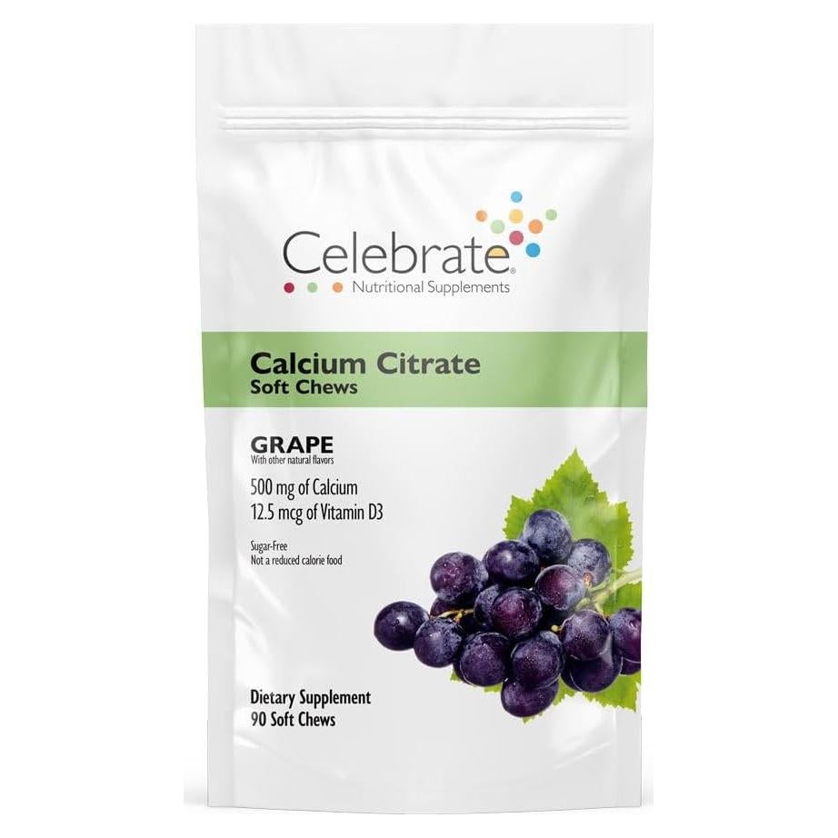 Caramelos Blandos de Calcio Celebrar 500mg Uva 90 Unidades