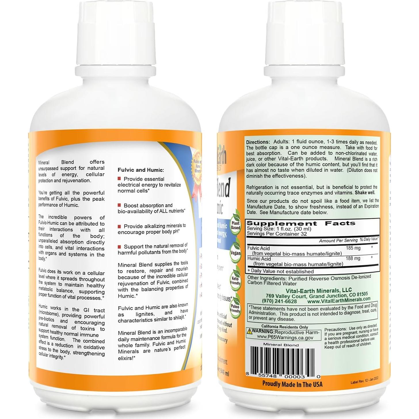 Vital Earth Minerals Detox 32 Oz - Multivitaminas Líquidas y Minerales