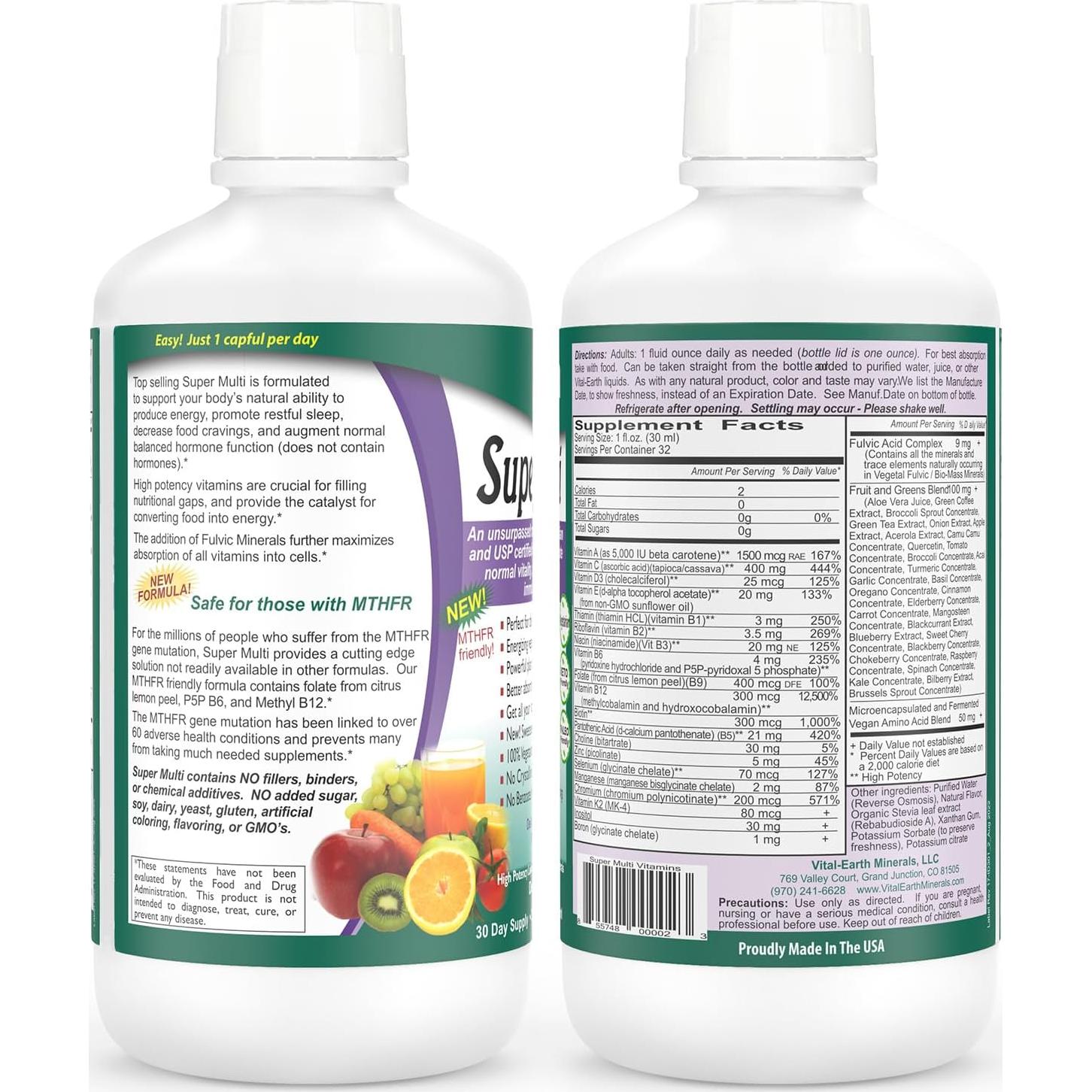 Vital Earth Minerals Detox 32 Oz - Multivitaminas Líquidas y Minerales