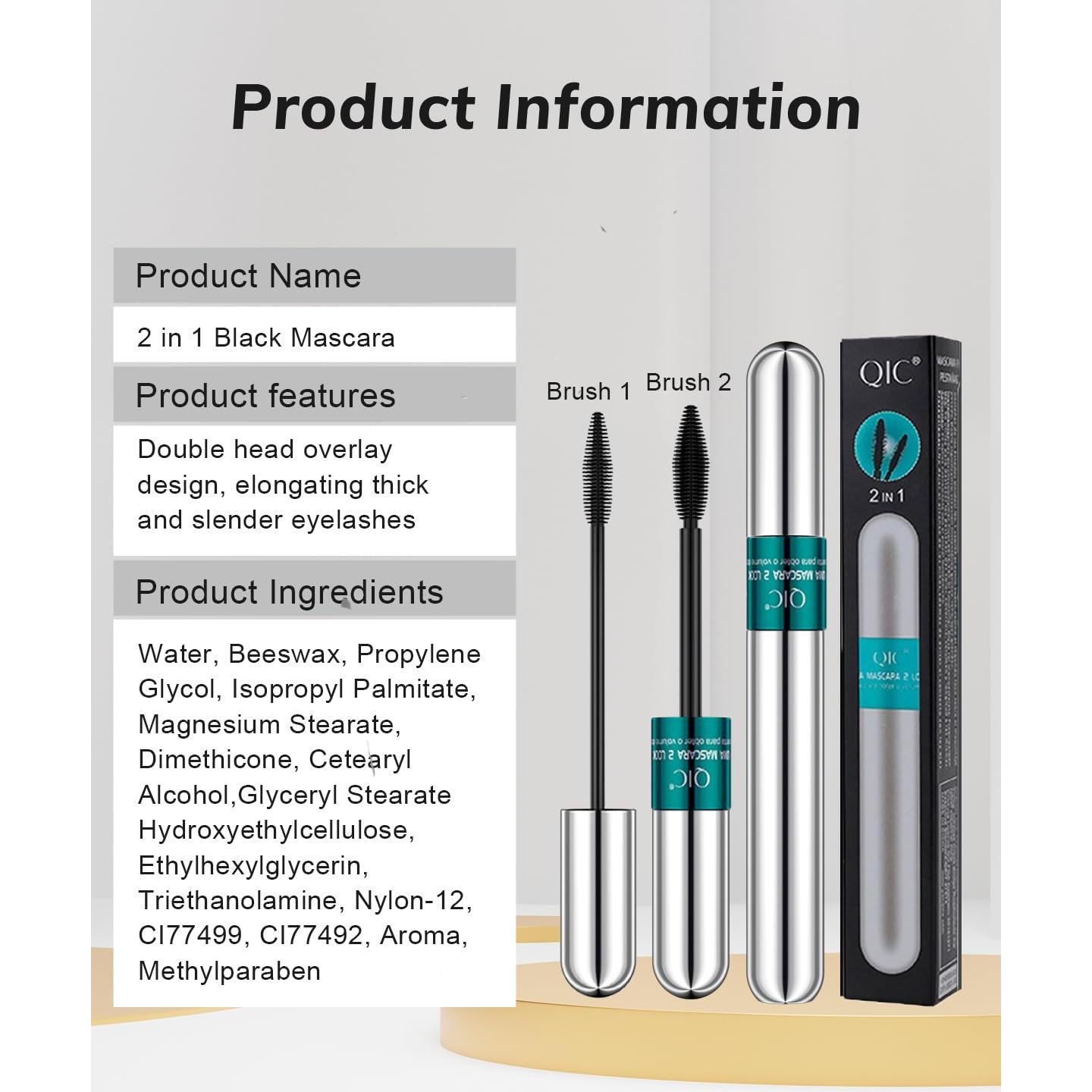 Máscara 2 en 1 NaSeny Negra Impermeable Volumen y Longitud