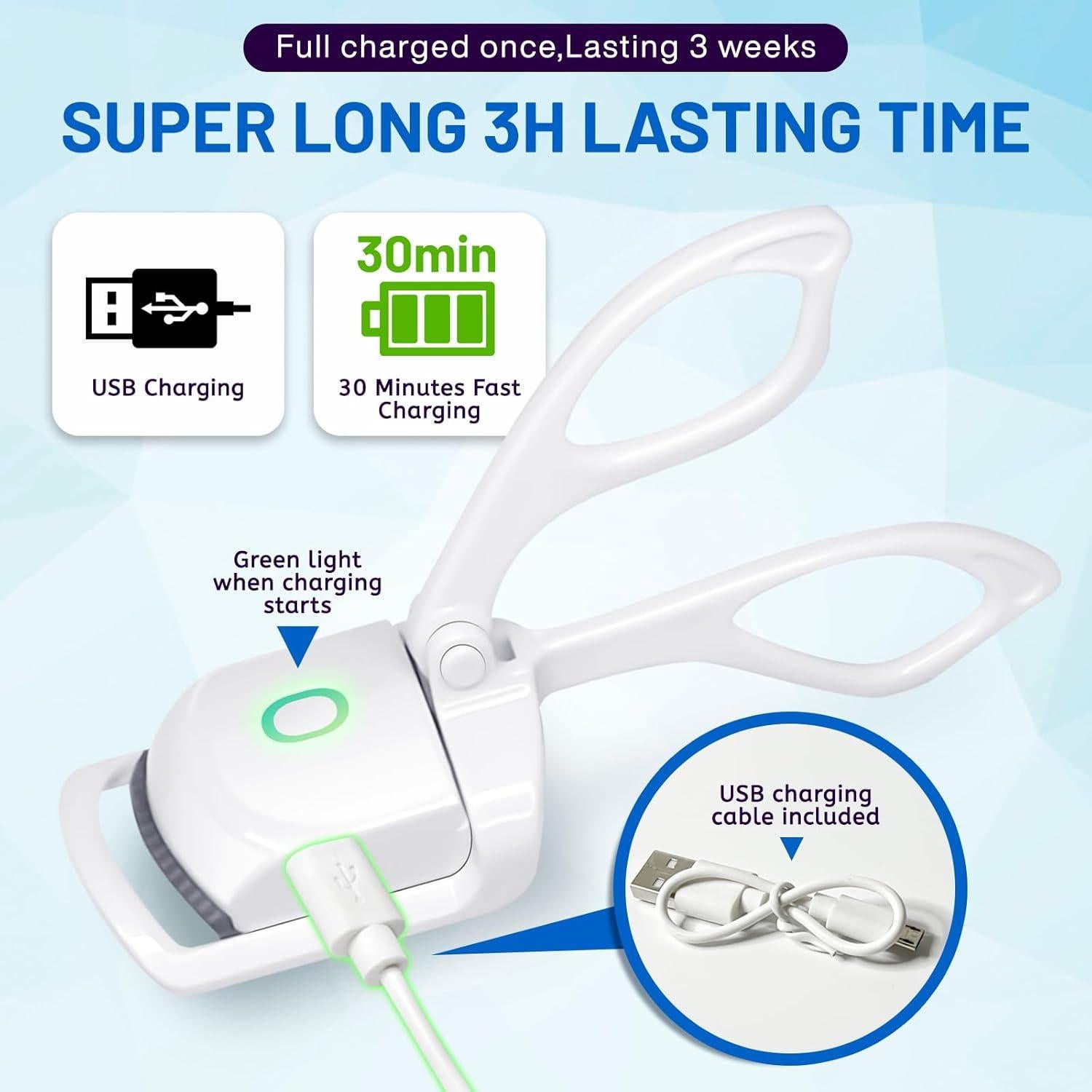 Rizador de Pestañas Calentado MVVKUUI Portátil 2 Modos 132g