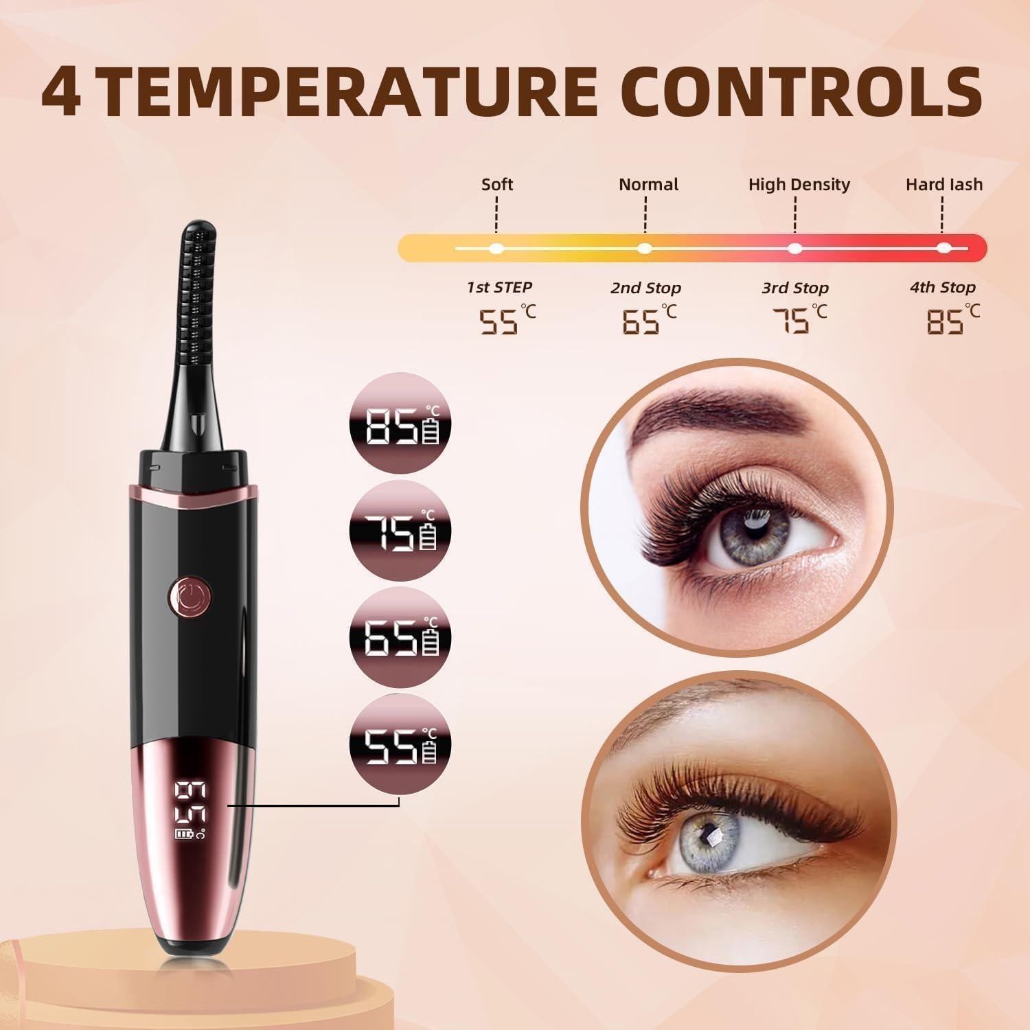 Rizador de Pestañas Eléctrico DUHPLL Recargable LED 24h