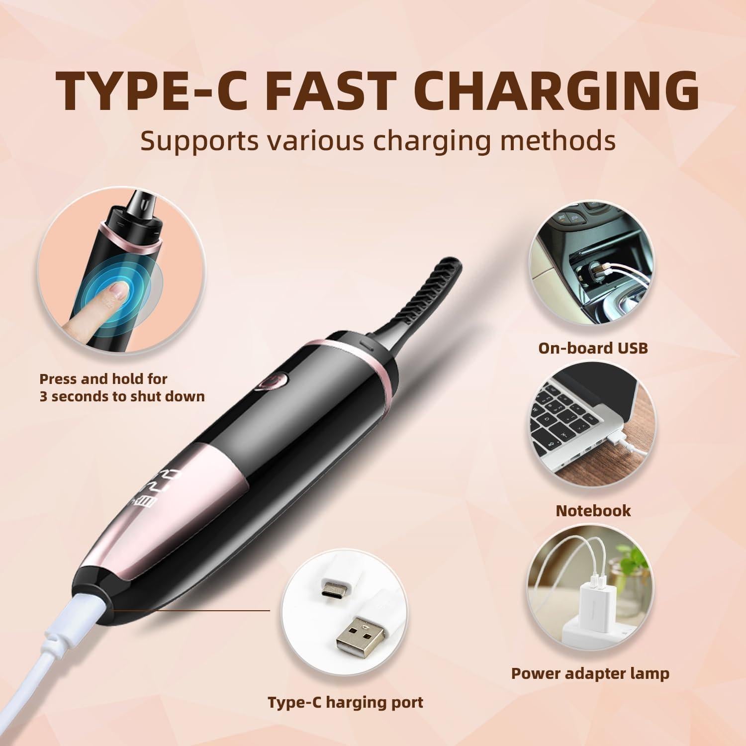 Rizador de Pestañas Eléctrico DUHPLL Recargable LED 24h