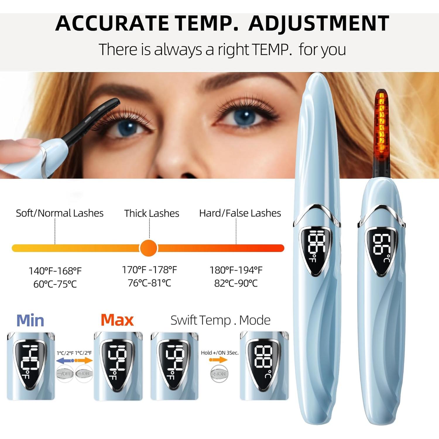 Rizador de Pestañas Eléctrico ZAPAL S600 Recargable Azul Plata