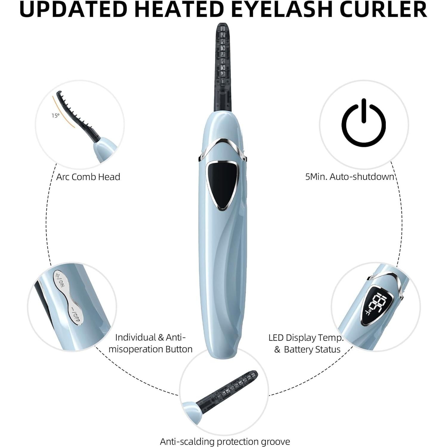 Rizador de Pestañas Eléctrico ZAPAL S600 Recargable Azul Plata