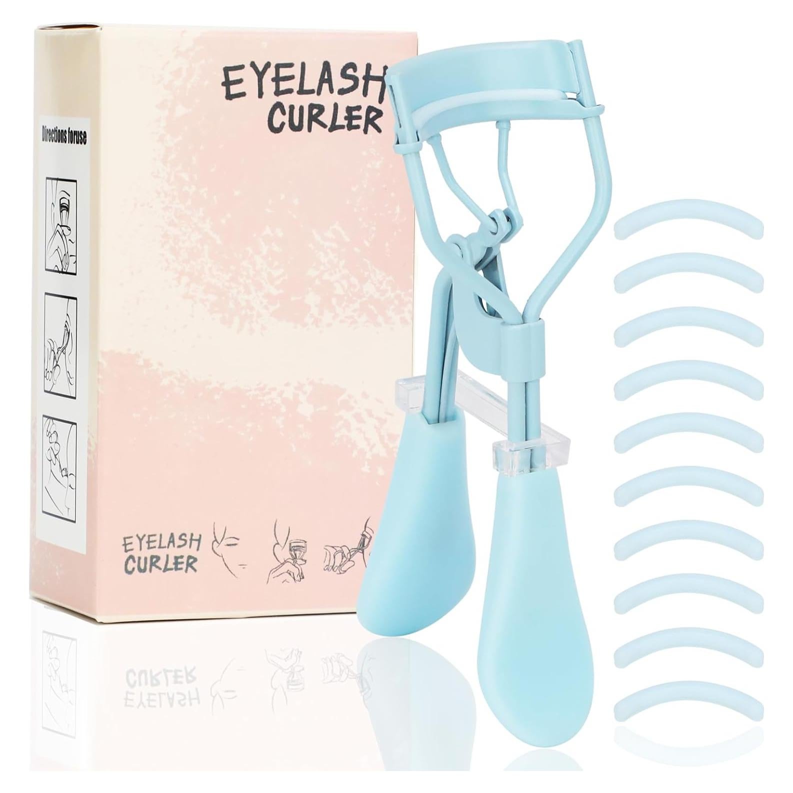 Rizador de Pestañas Yangjiang Azul Cristal con 10 Almohadillas