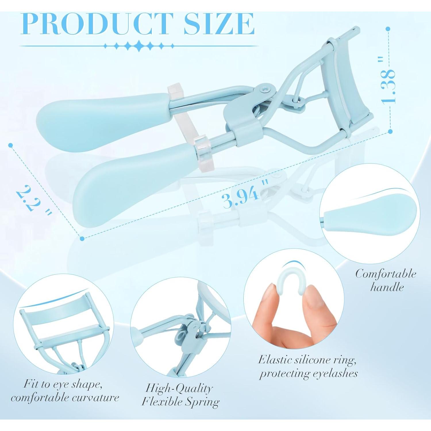 Rizador de Pestañas Yangjiang Azul Cristal con 10 Almohadillas