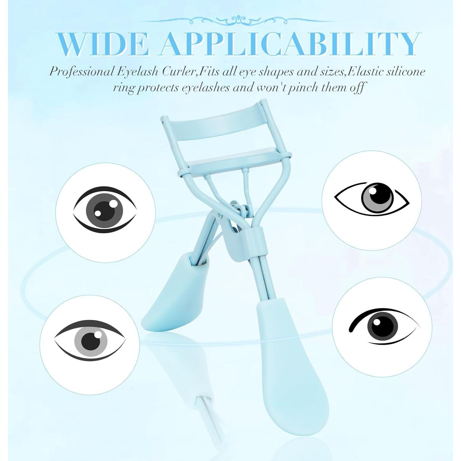 Rizador de Pestañas Yangjiang Azul Cristal con 10 Almohadillas