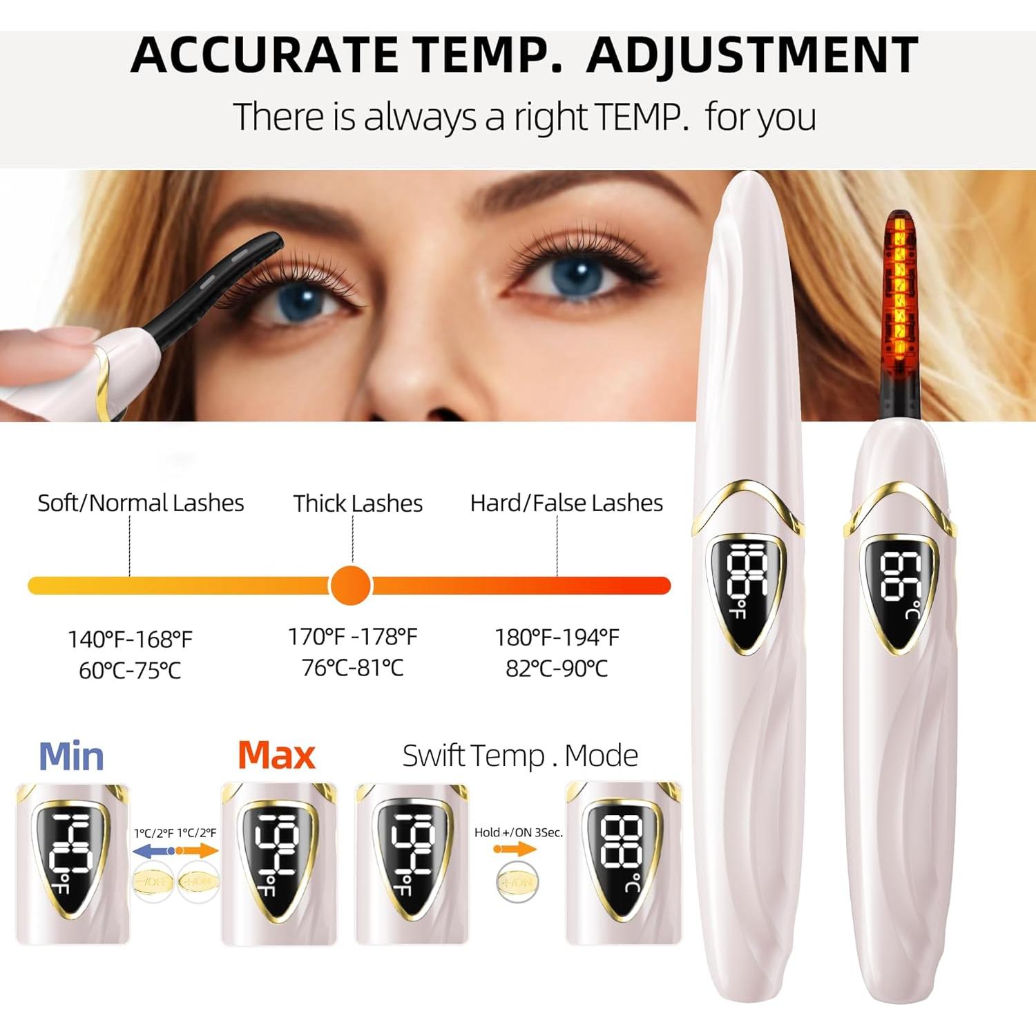 Rizador de Pestañas Eléctrico ZAPAL S600 Calentado 24H Rosa