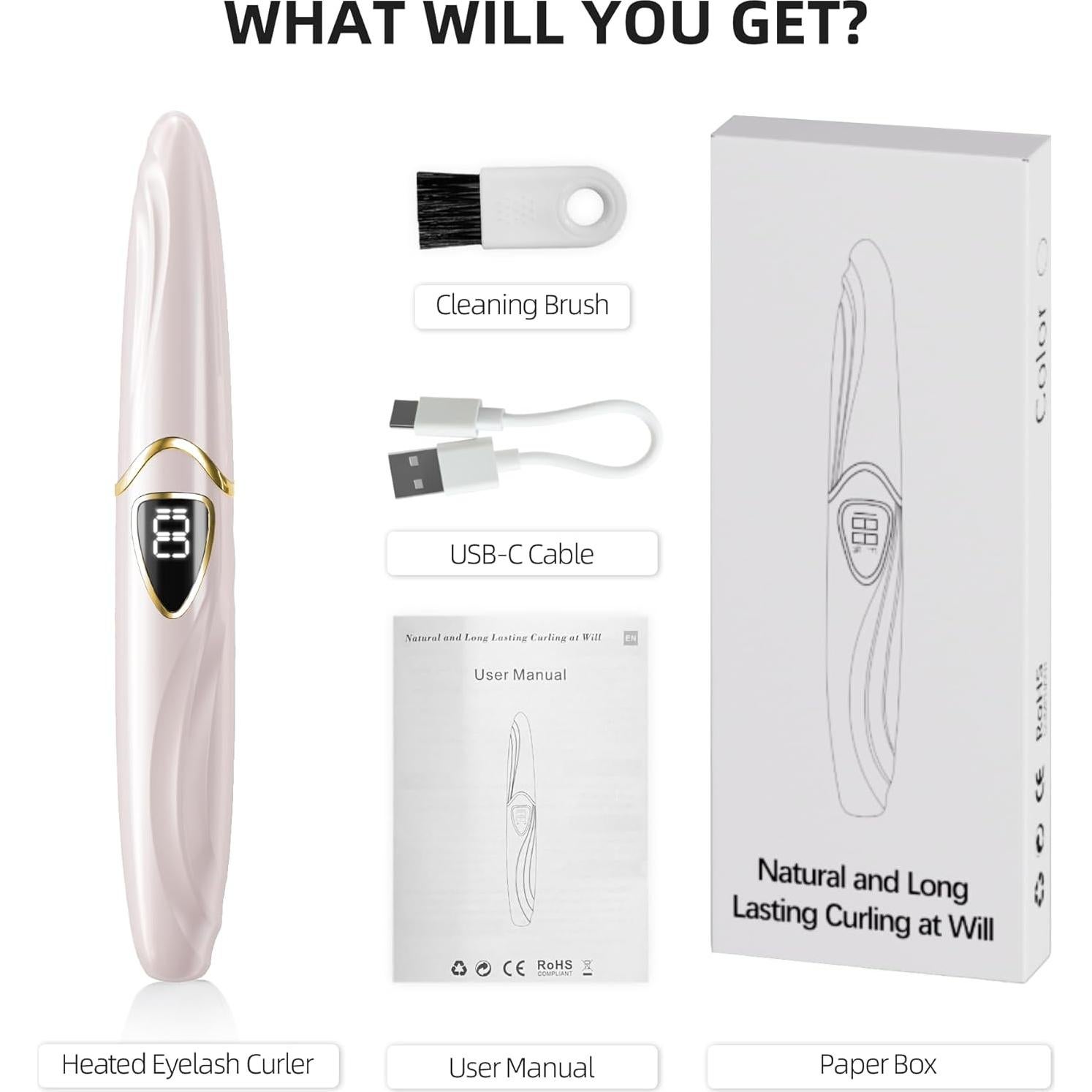 Rizador de Pestañas Eléctrico ZAPAL S600 Calentado 24H Rosa