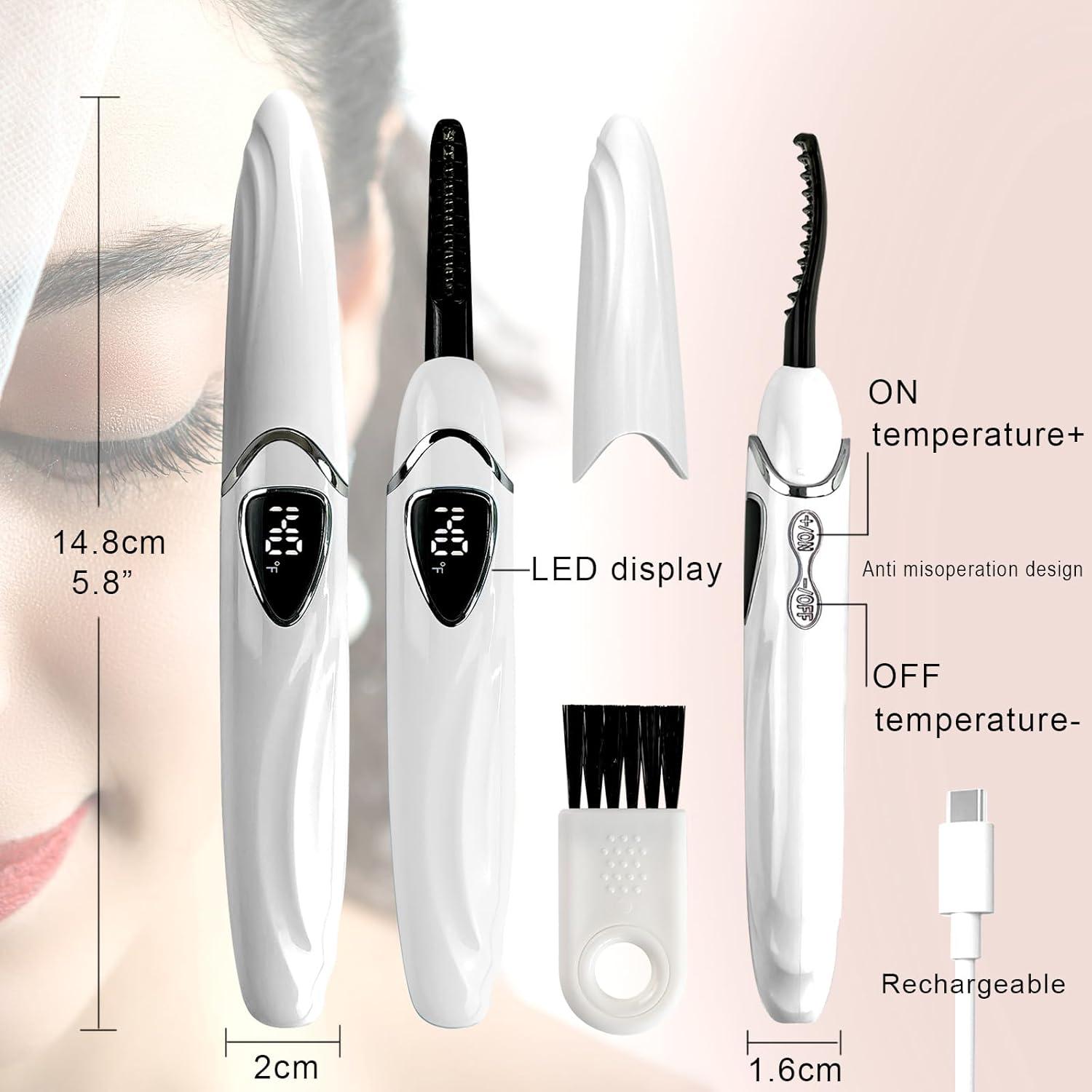 Rizador de Pestañas Eléctrico Tehoi S600, Recargable, LED, 60-90°C