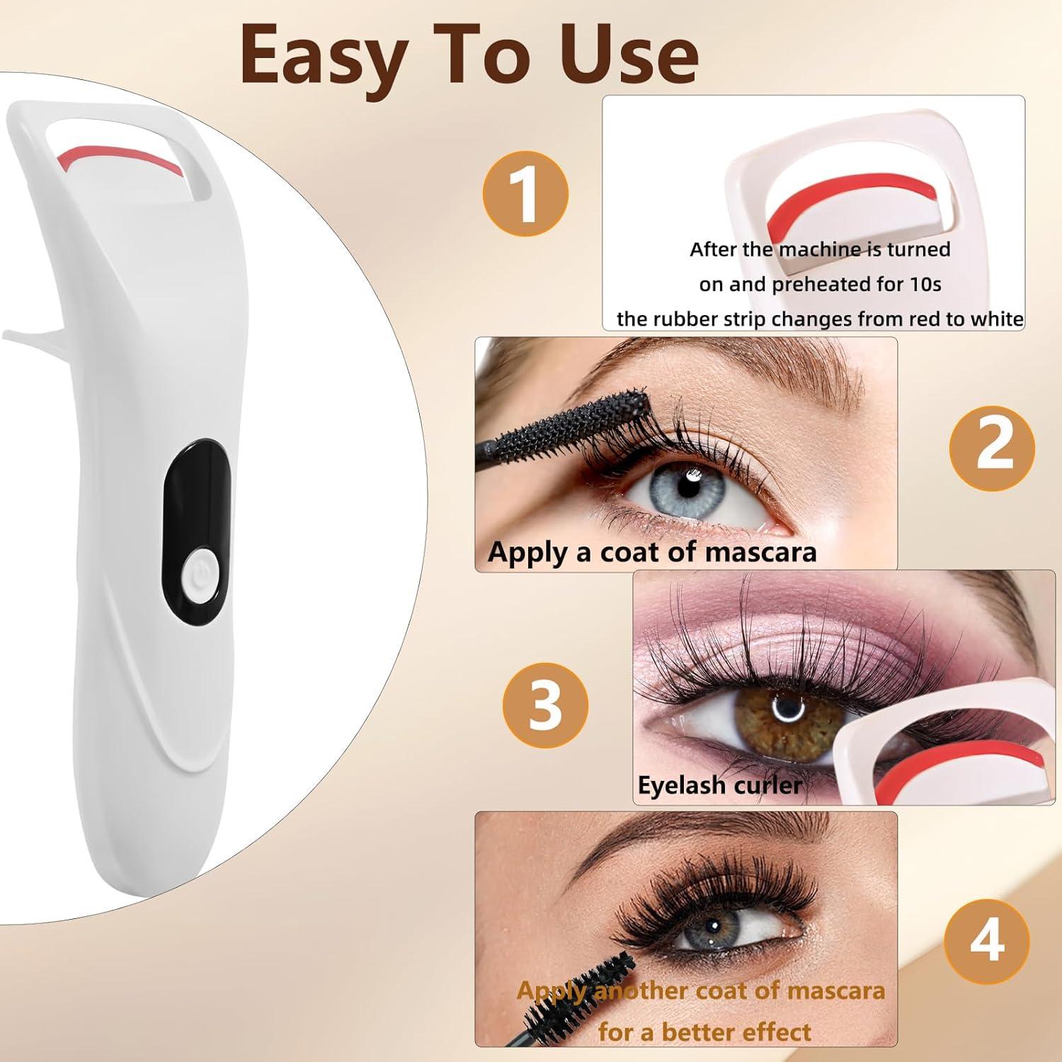 Rizador de Pestañas Eléctrico PINjiaju Blanco, Calentamiento Rápido 8s