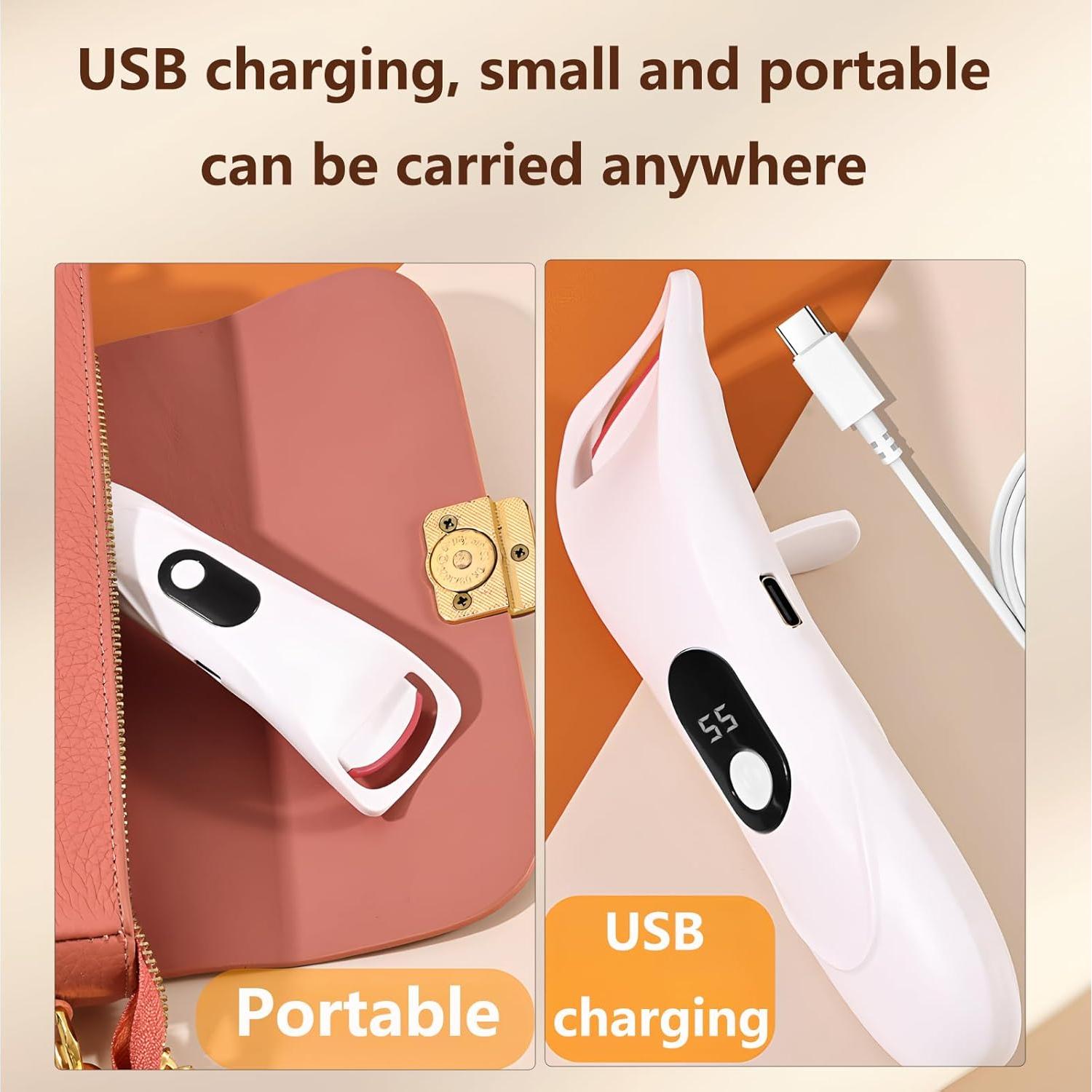 Rizador de Pestañas Eléctrico PINjiaju Blanco, Calentamiento Rápido 8s