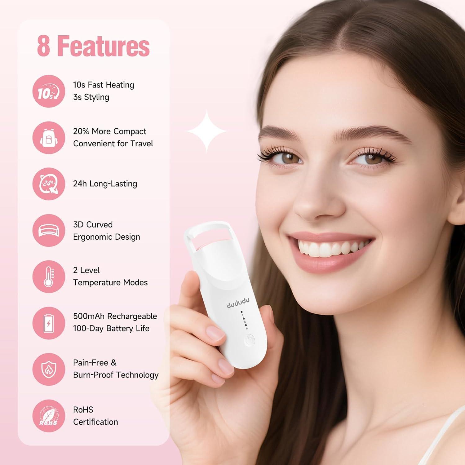 Rizador de Pestañas Calentado DUDUDU Mini Blanco 2 Niveles