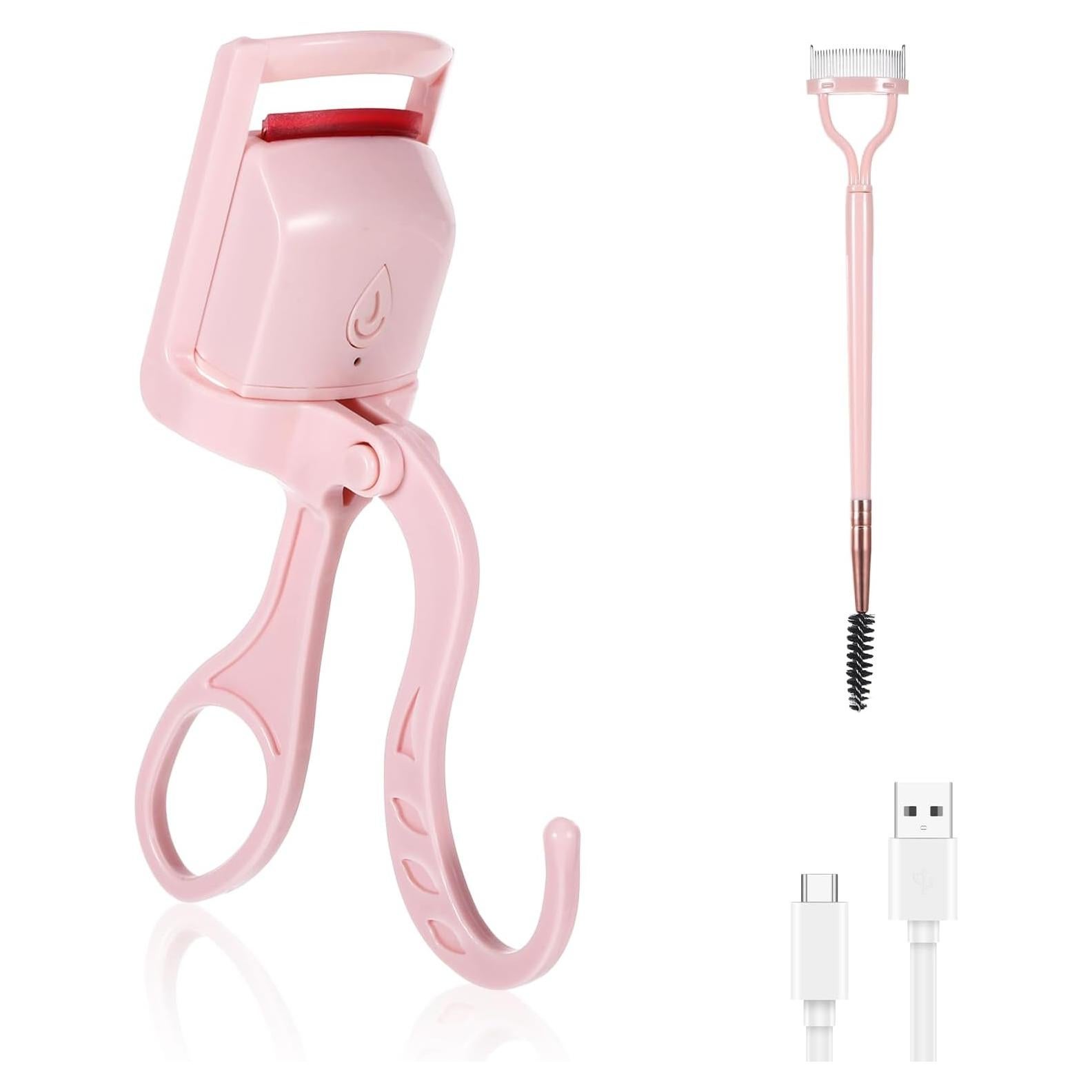 Rizador de Pestañas Calentado Yuunheg Rosa, Calentamiento Rápido 3s