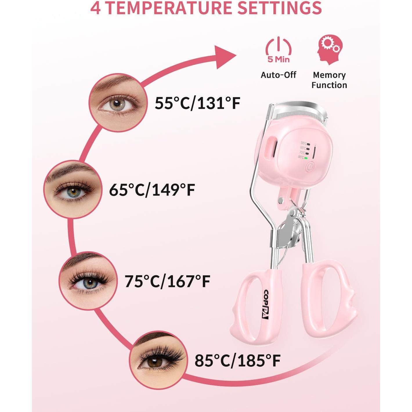 Rizador de Pestañas Calentado COPPA EC-2 Rosa, Antideslizante