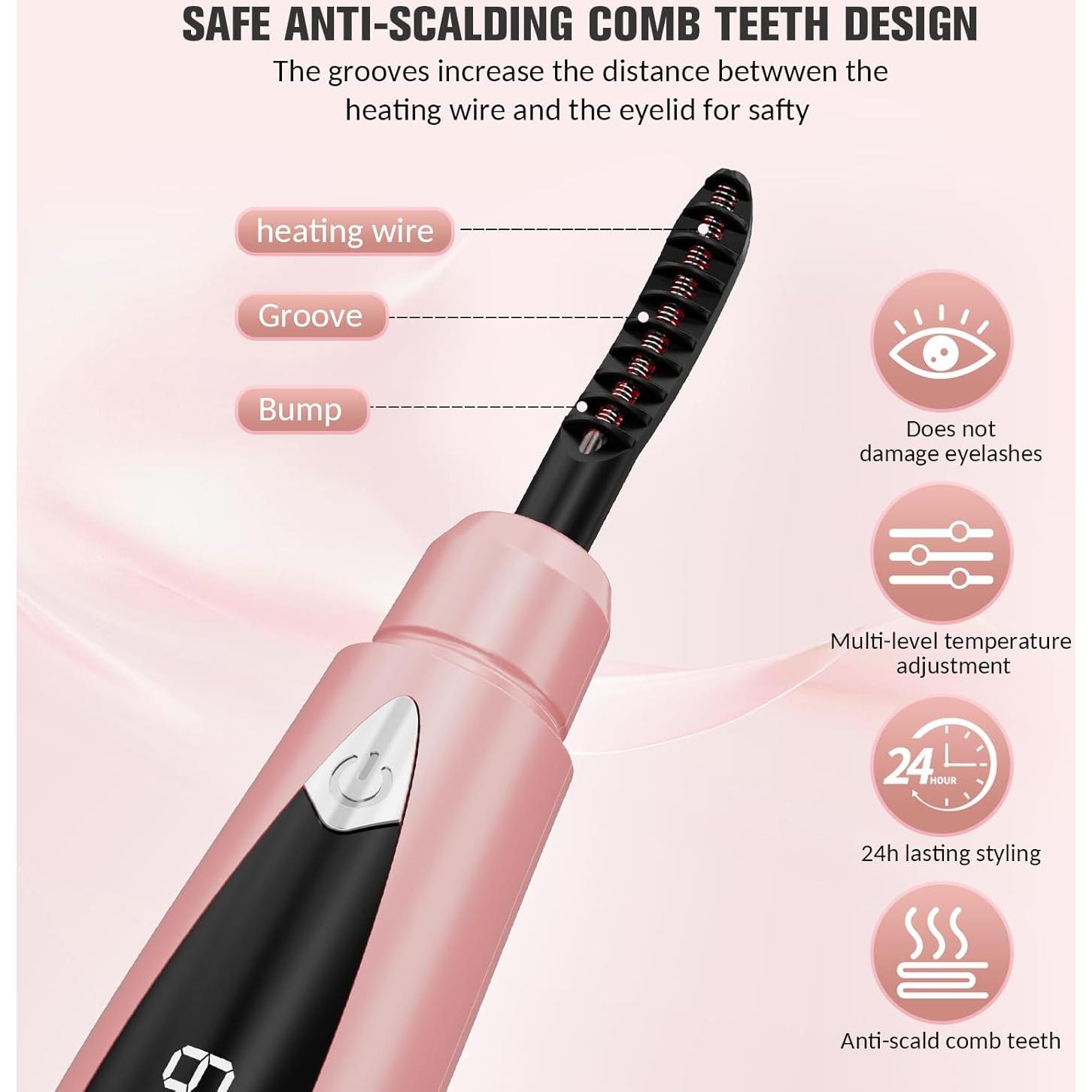 Rizador de Pestañas Calentado Pkywars Rosa 3 Temperaturas