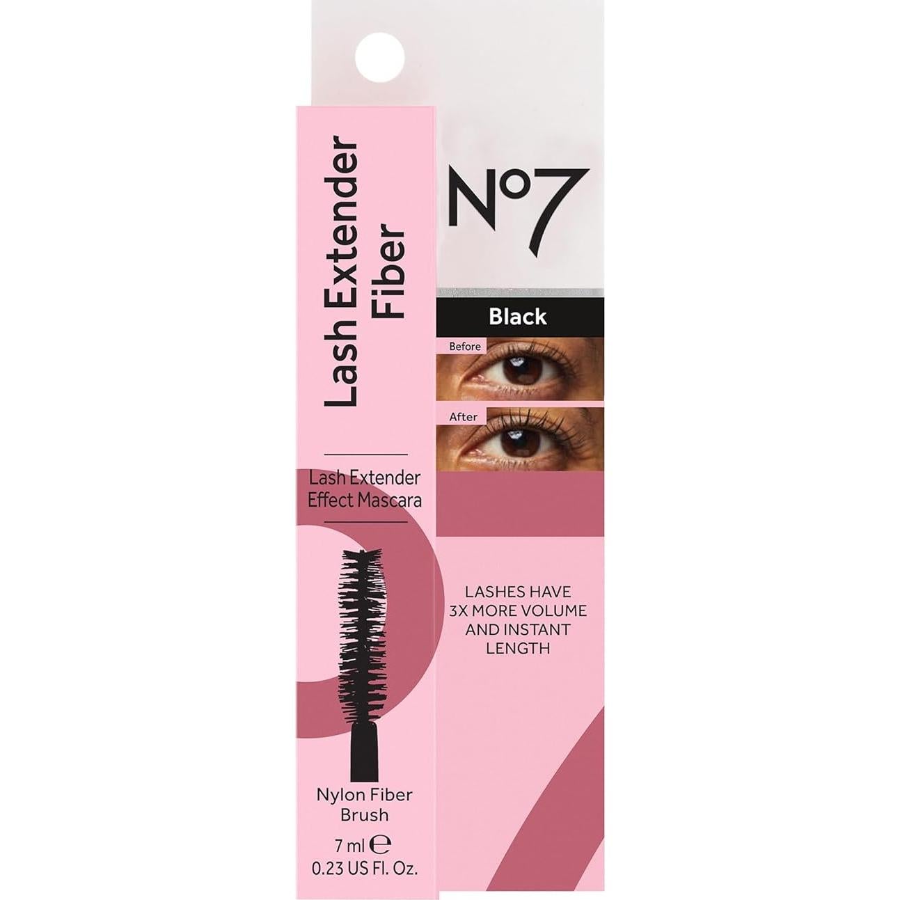 Máscara de Pestañas No7 Extensor de Fibra - 7ml - Negro
