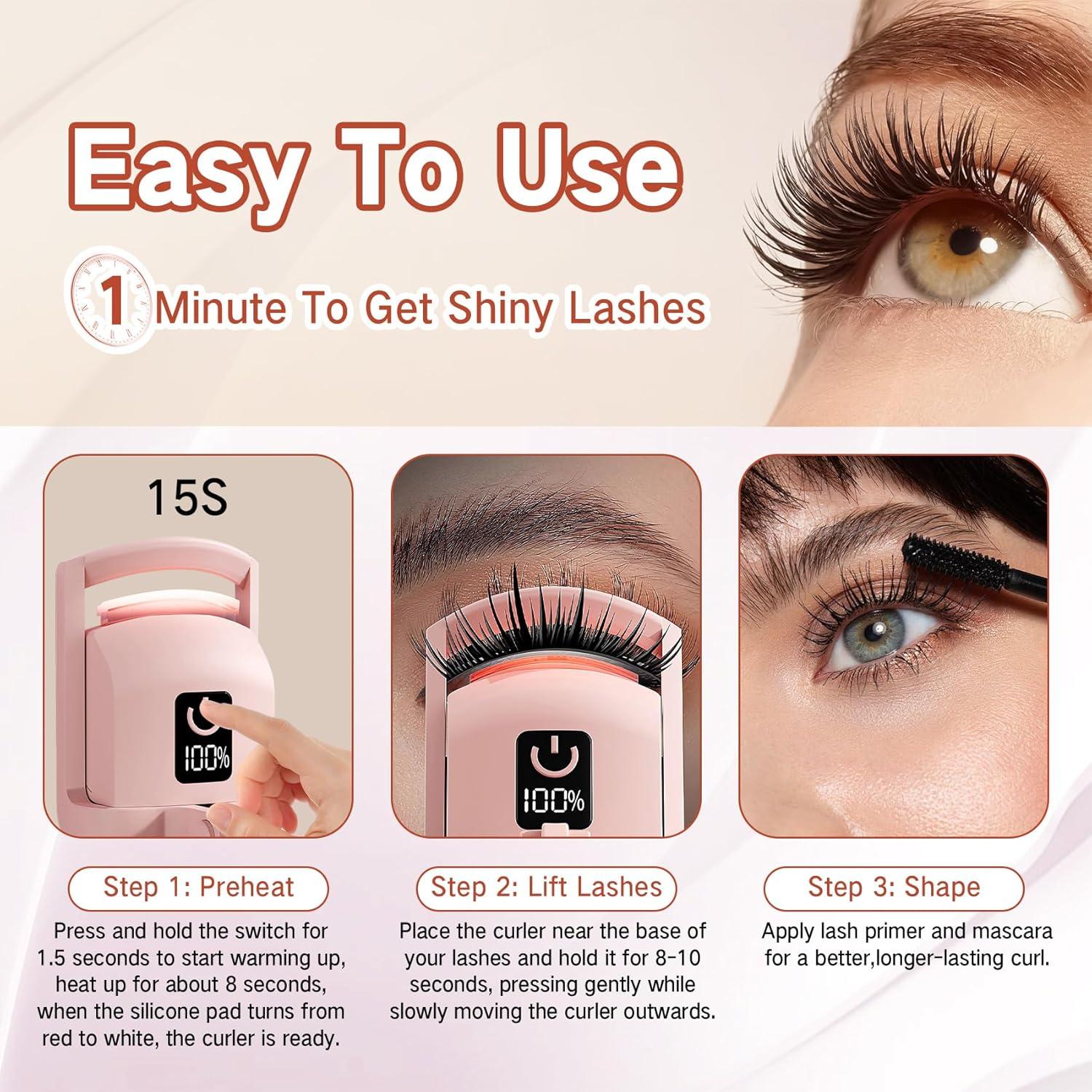 Rizador de Pestañas Eléctrico OneNine Recargable 2025 Rosa