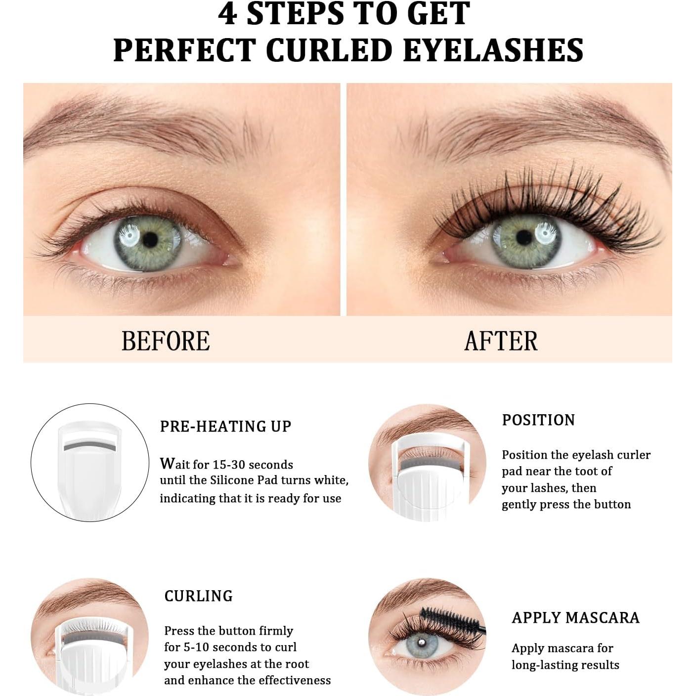 Rizador de Pestañas Eléctrico Acavado - Calentamiento 10s - 2 Modos