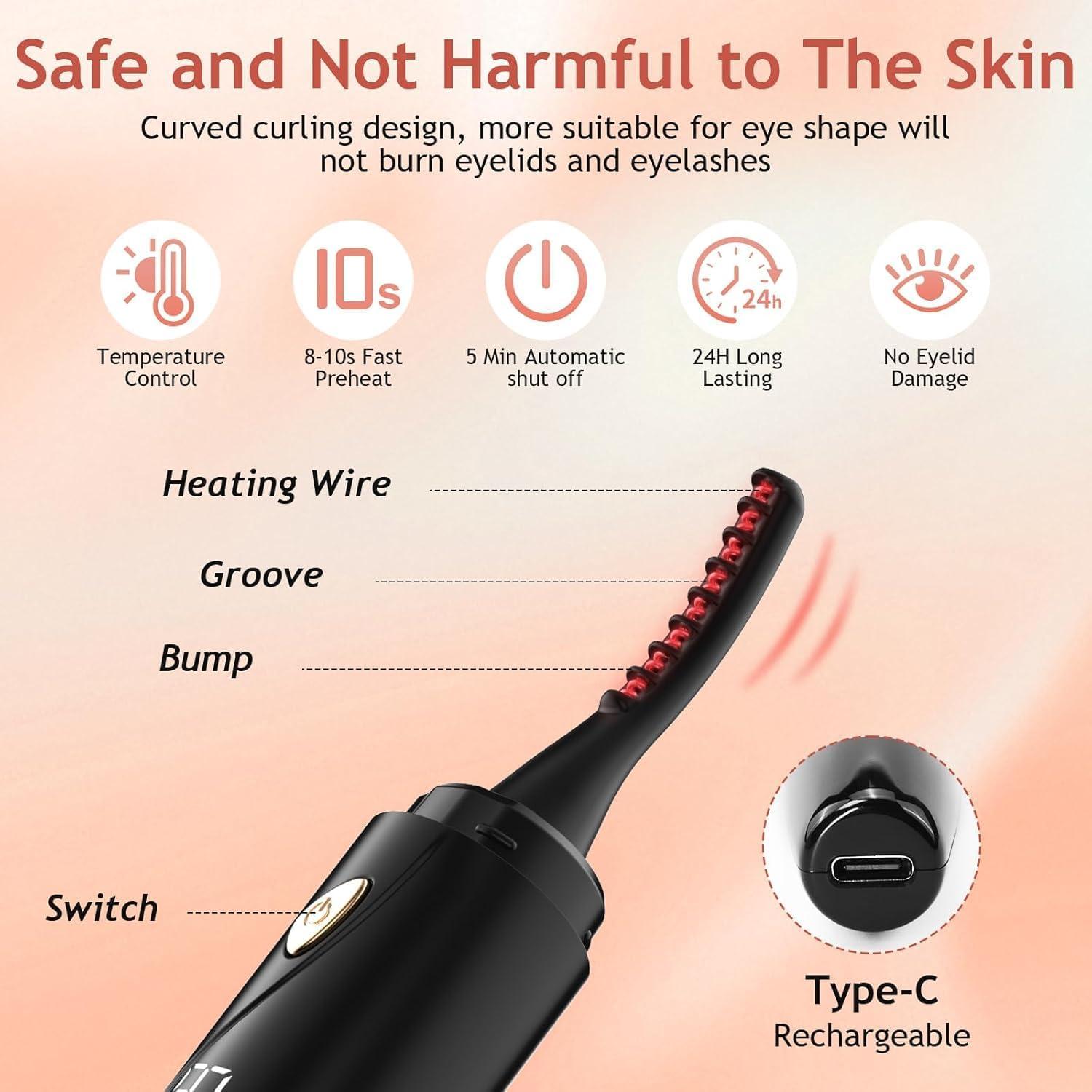 Rizador de Pestañas Calentado Valiayi con 4 Modos y Pantalla LED