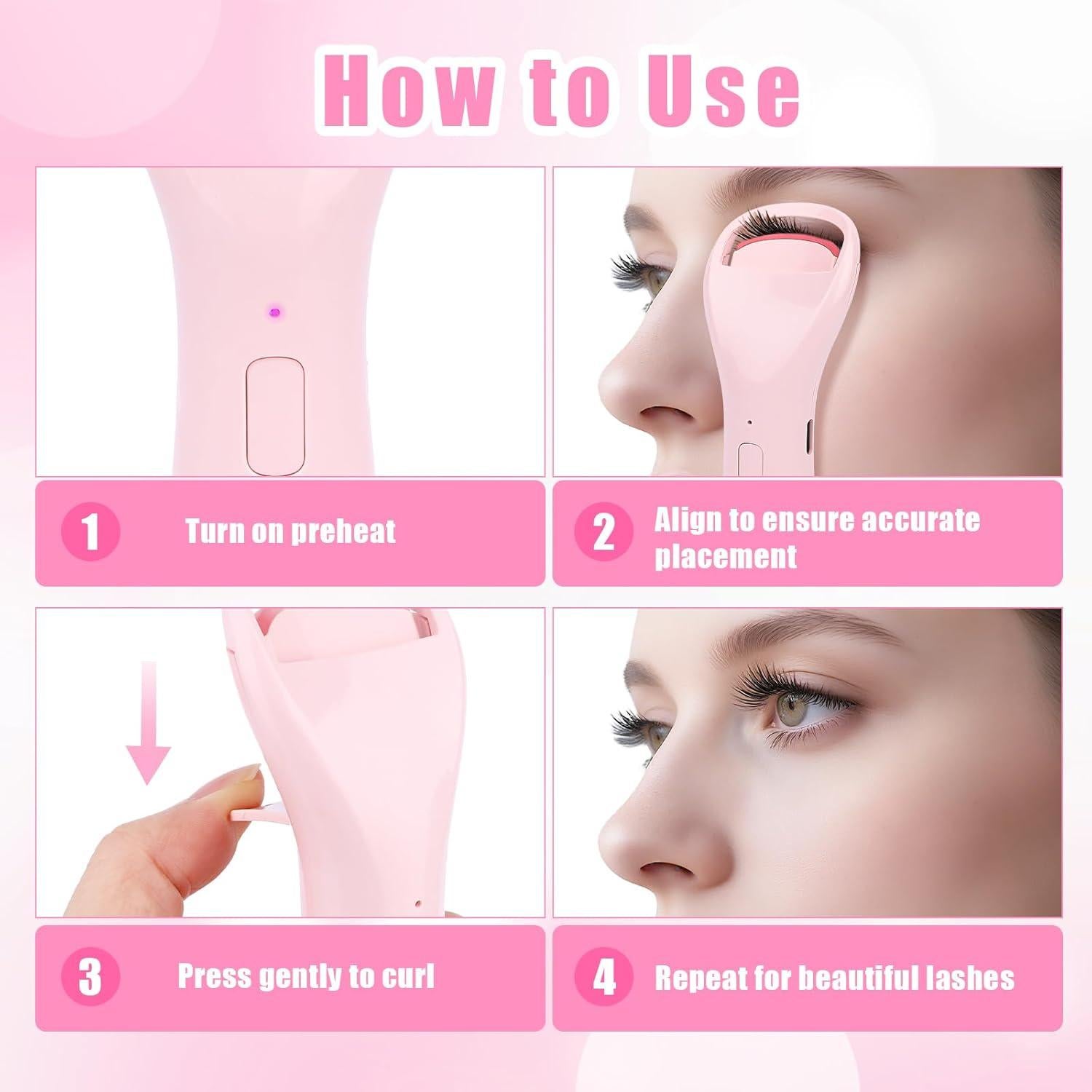 Rizador de Pestañas Eléctrico BTFO M22029 con 3 Modos de Calor