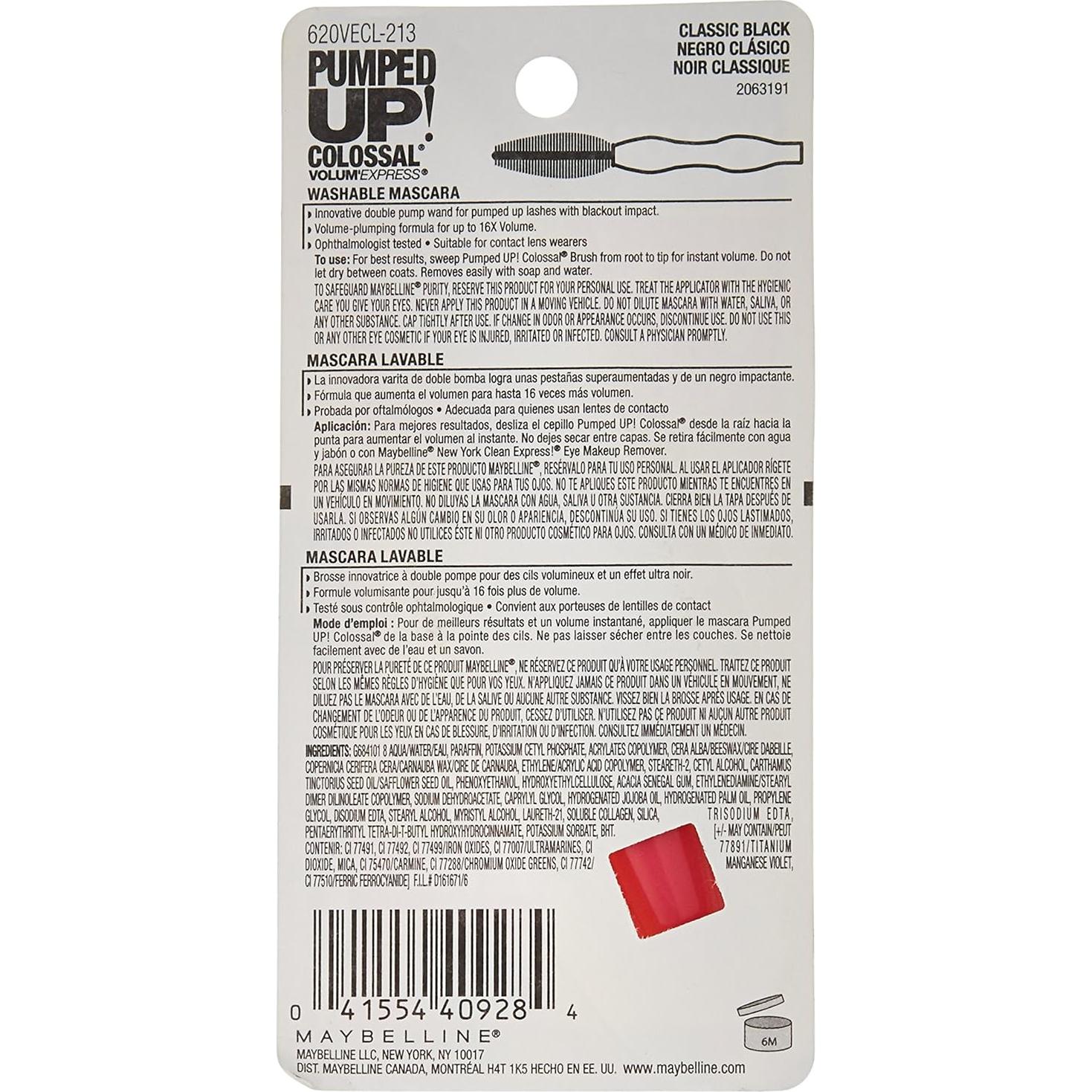 Máscara Volum' Express Colosal Maybelline 16x Volumen Negro