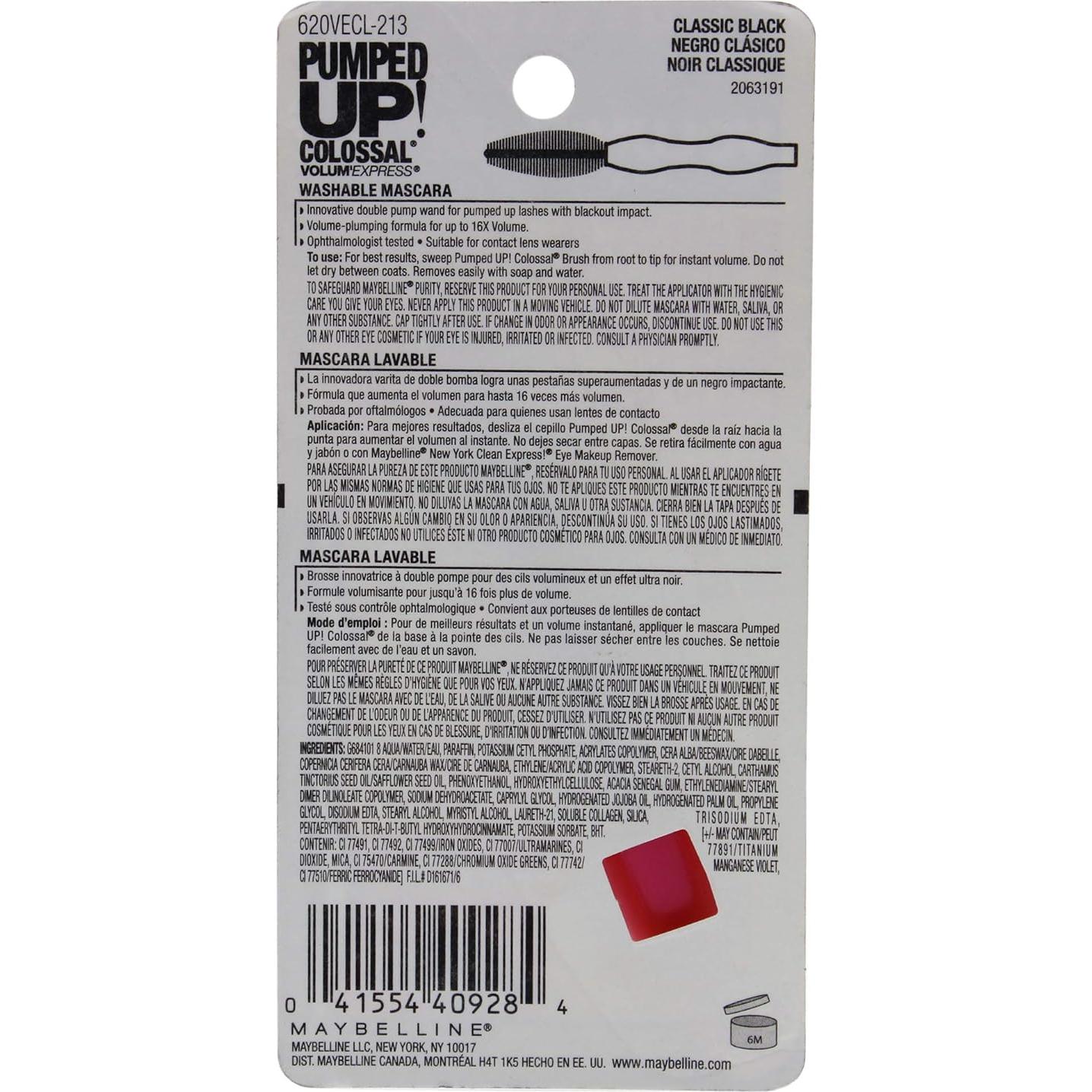 Máscara Volum' Express Colosal Maybelline 16x Volumen Negro