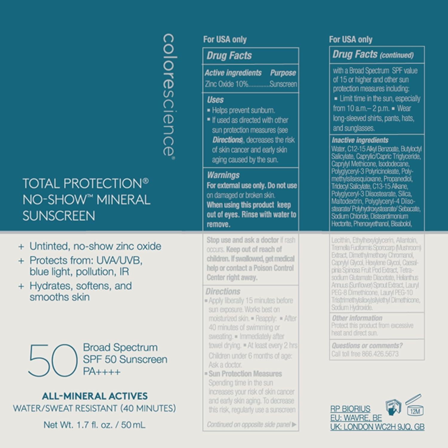 Protector Solar Mineral Colorescience SPF 50 50 ml