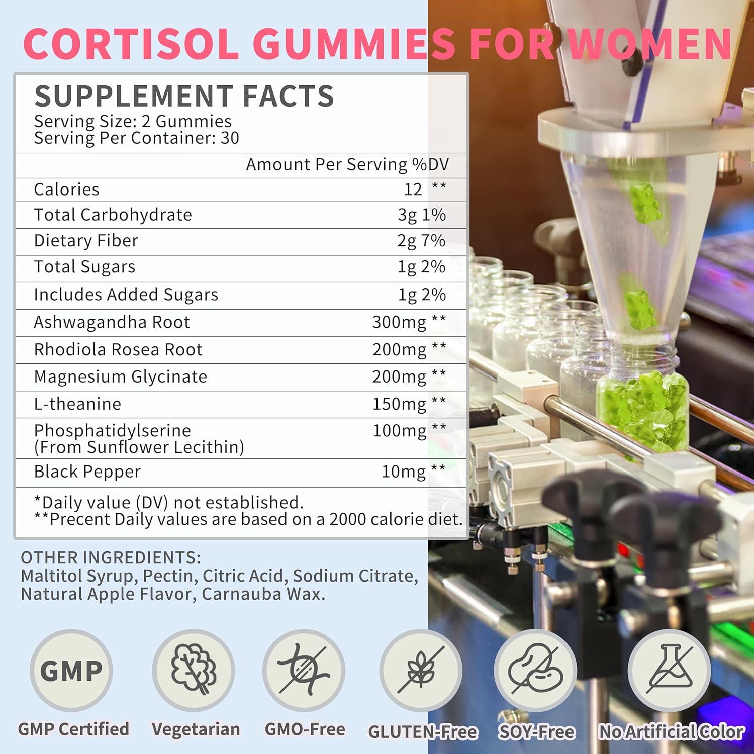 Gomitas de Cortisol HUDETEX para Mujeres 180 unidades Sabor Manzana