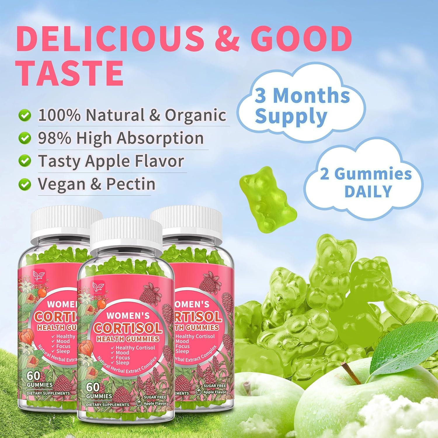 Gomitas de Cortisol HUDETEX para Mujeres 180 unidades Sabor Manzana