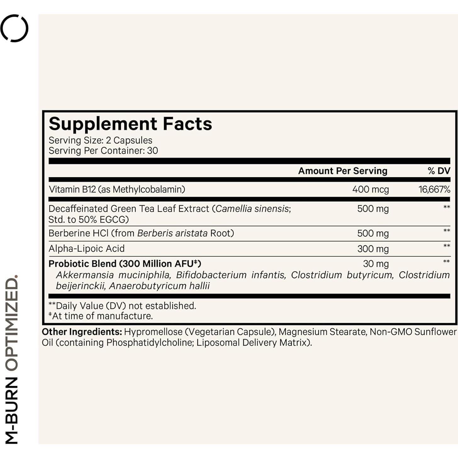 Suplemento Codeage M-Burn Optimizado - Té Verde 50% EGCG - 60 Cápsulas