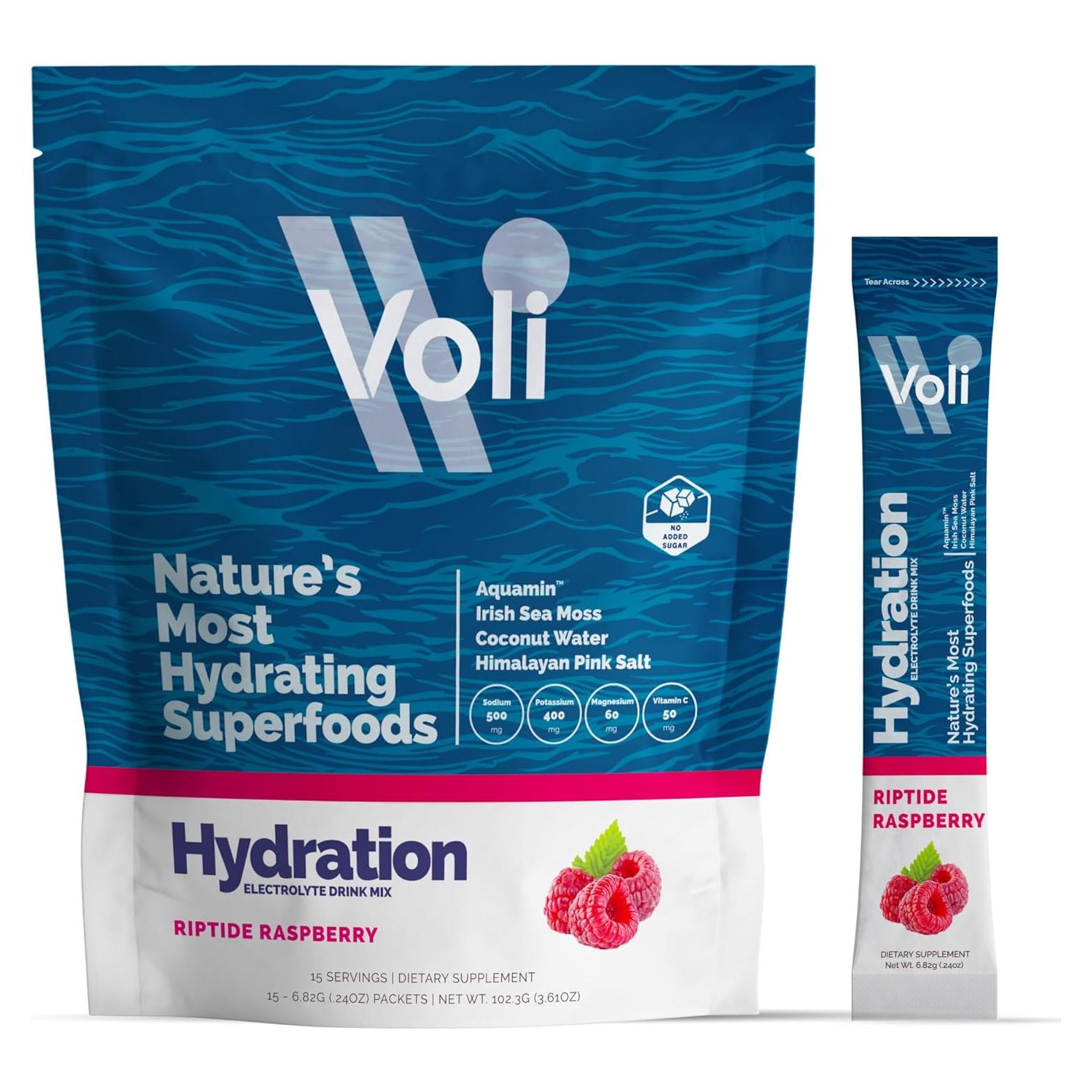 Paquetes de Polvo de Electrolitos Voli Frambuesa 15 Unidades