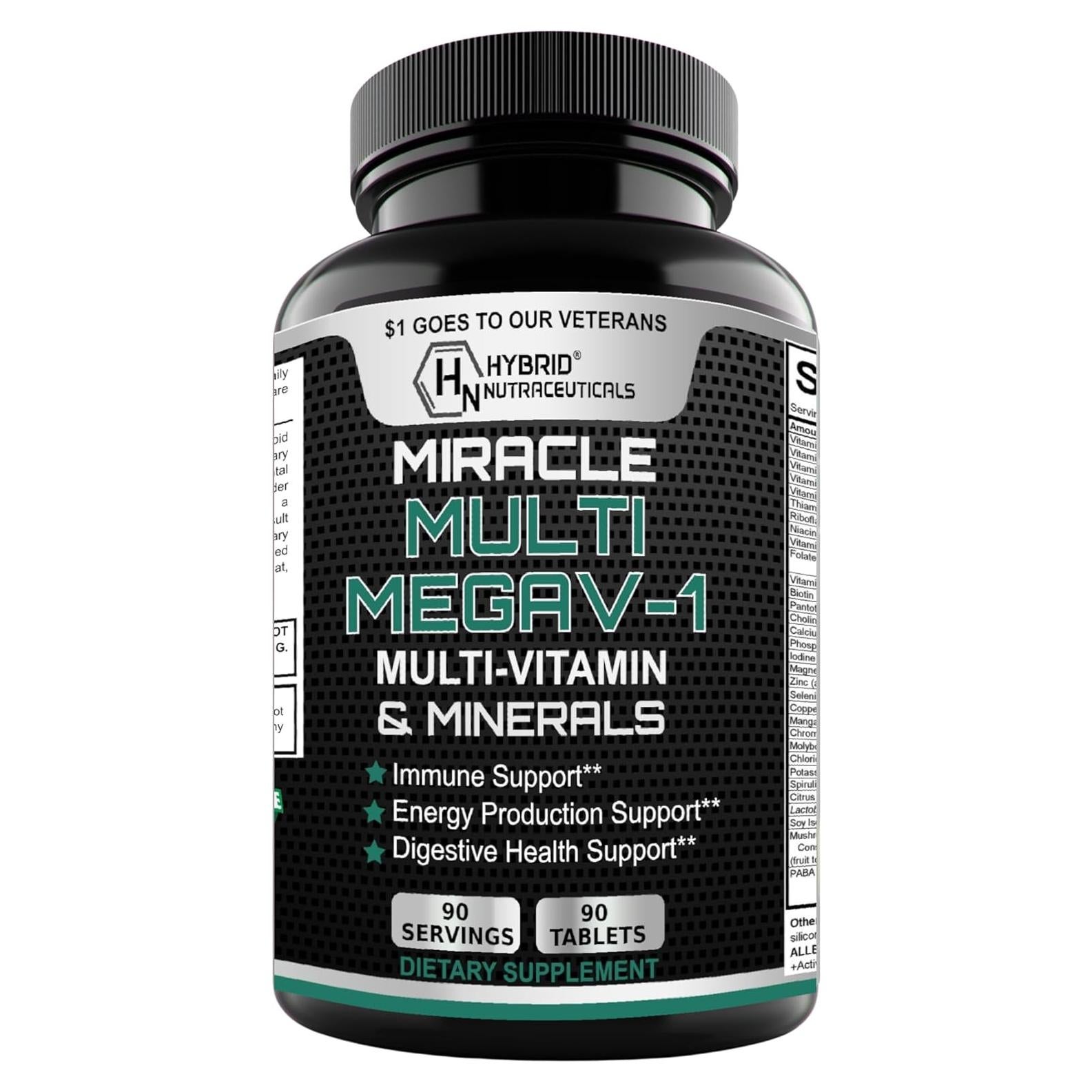 Multivitamina MEGAV-1 Hybrid Nutraceuticals - 90 tabletas