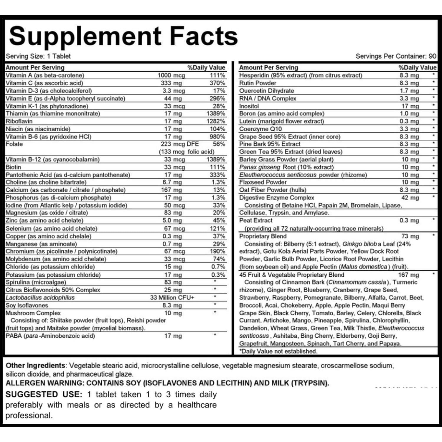 Multivitamina MEGAV-1 Hybrid Nutraceuticals - 90 tabletas