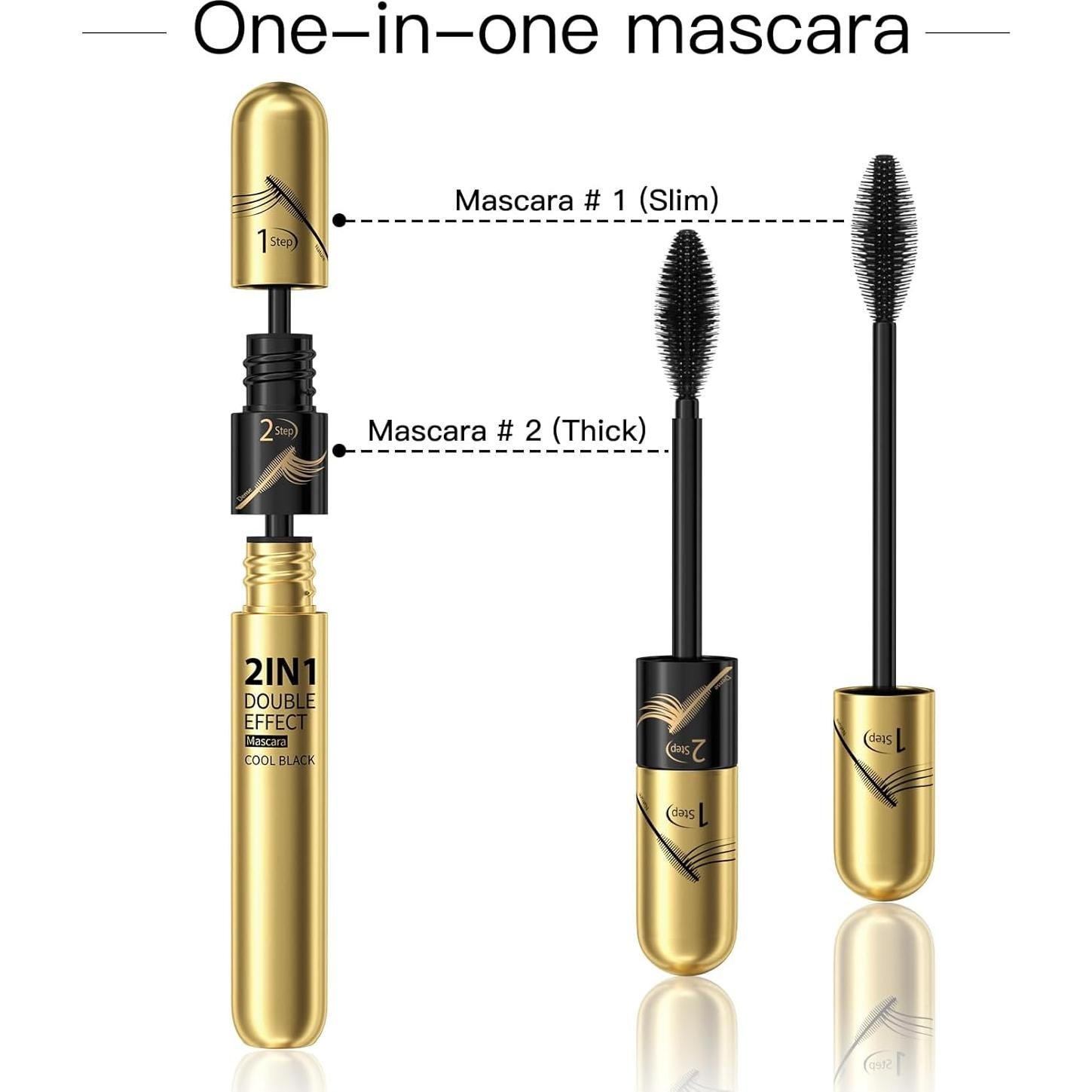 Máscara 2-en-1 YUMEYPLEMI Negra Impermeable para Pestañas