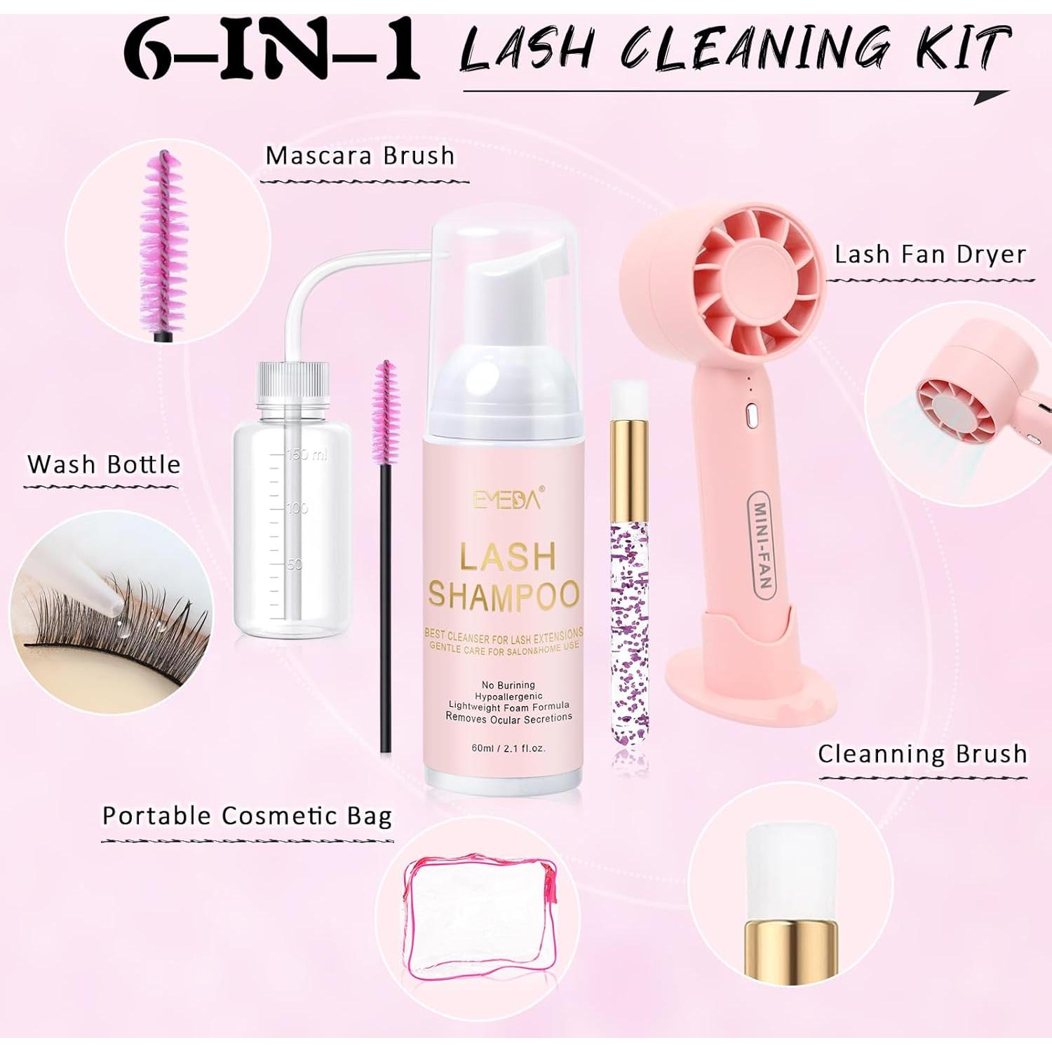 Kit de Limpieza de Pestañas EMEDA con Ventilador y Champú 60ml