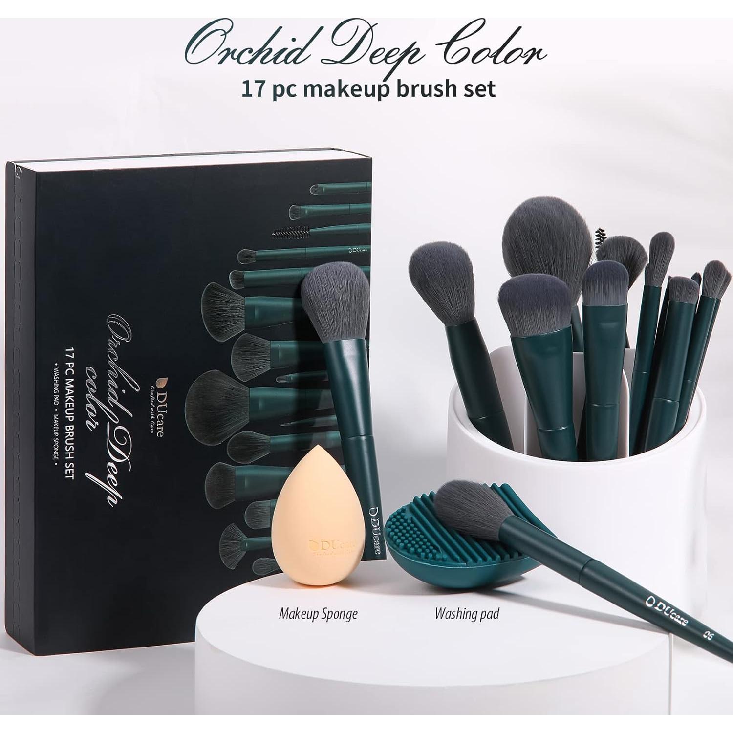 Conjunto de Brochas de Maquillaje DUcare 17 Pcs con Limpieza