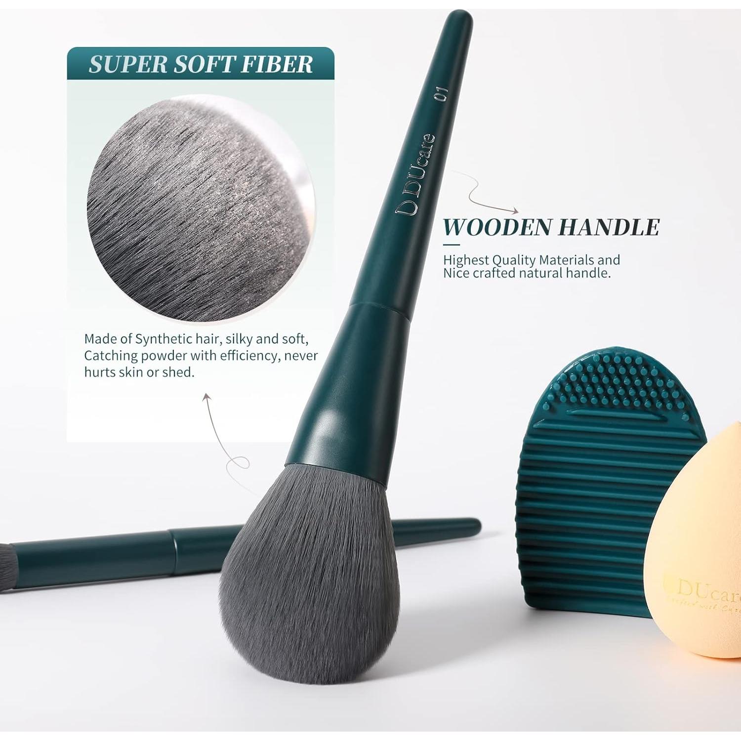 Conjunto de Brochas de Maquillaje DUcare 17 Pcs con Limpieza