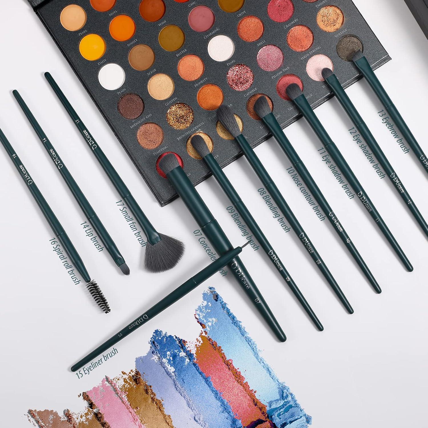 Conjunto de Brochas de Maquillaje DUcare 17 Pcs con Limpieza