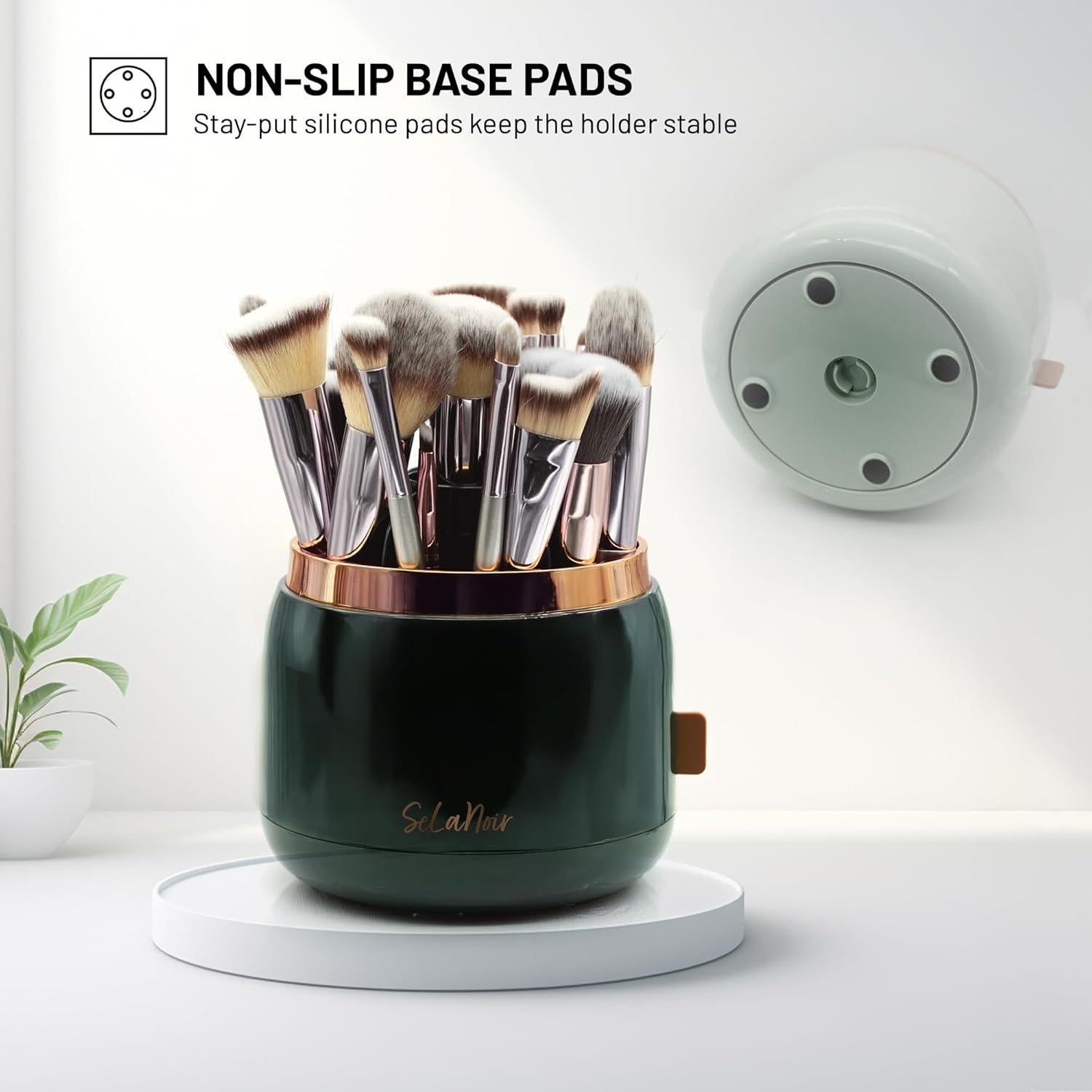 Soporte Giratorio para Brochas de Maquillaje SeLaNoir con Tapa