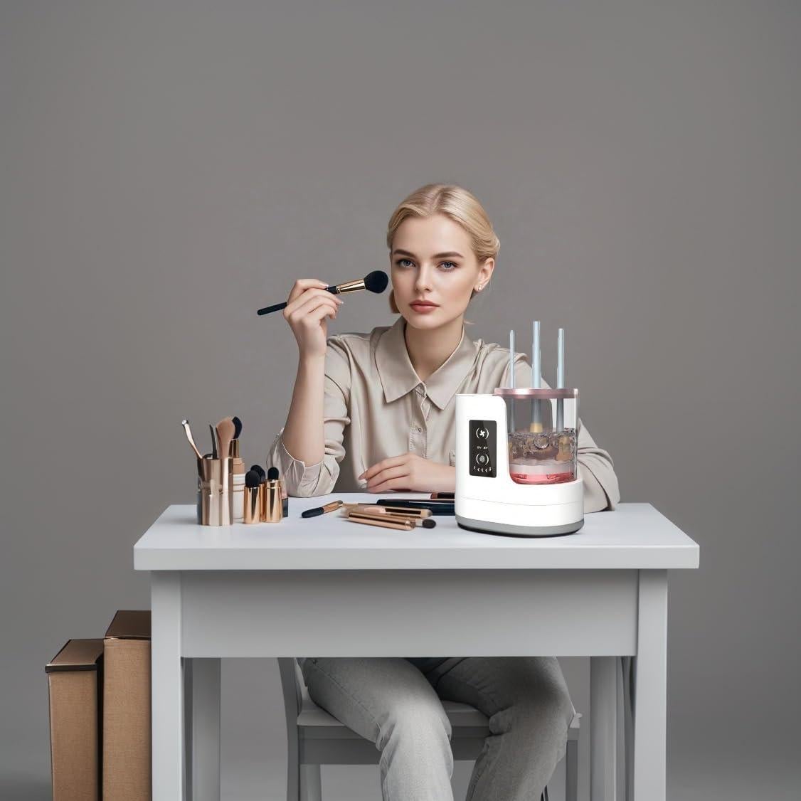 Limpiador Eléctrico de Brochas de Maquillaje AOOFCMLLC 3 en 1
