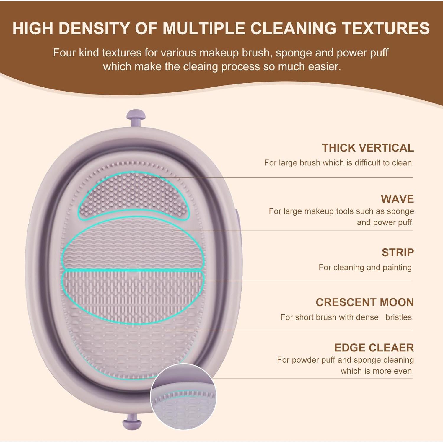 Tazón Limpiador de Brochas de Maquillaje Yeawholl Plegable 3 en 1