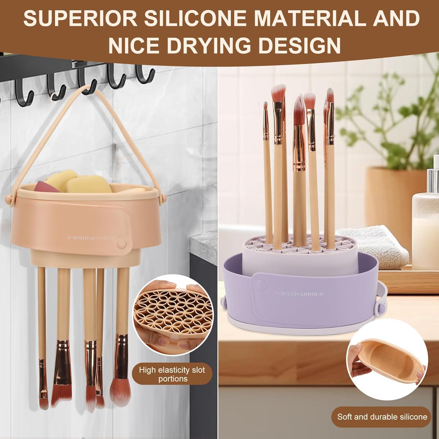 Tazón Limpiador de Brochas de Maquillaje Yeawholl Plegable 3 en 1