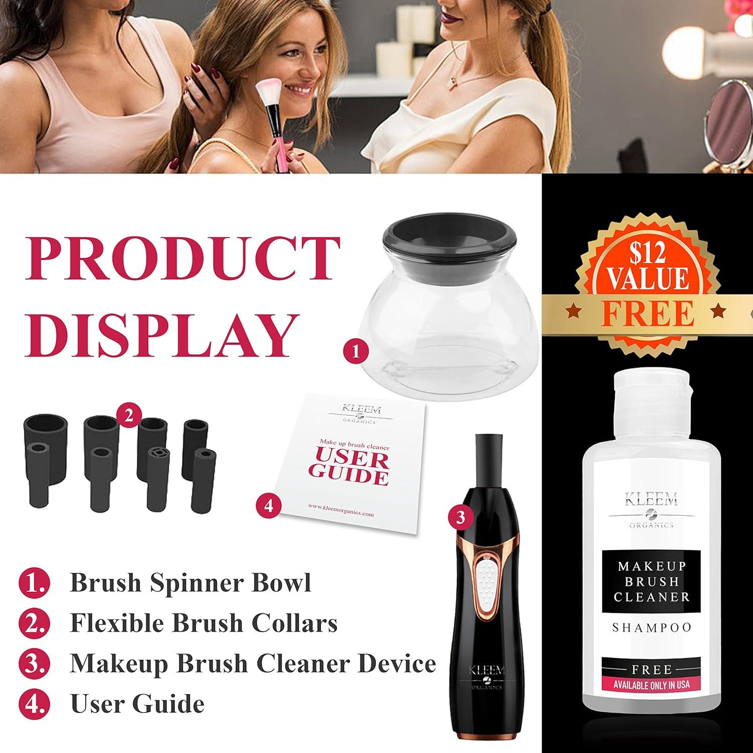 Máquina Limpiadora de Brochas de Maquillaje Kleem Organics - Eléctrica, Automática, Negra