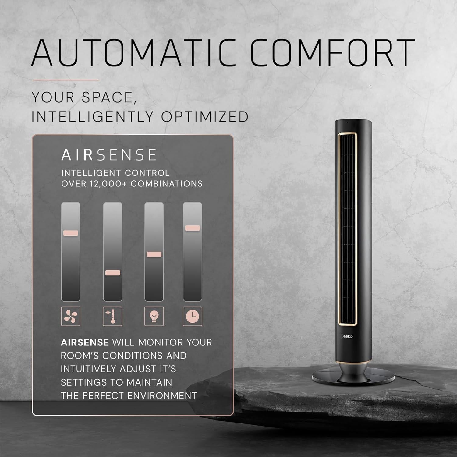 Ventilador de Torre Lasko Pinnacle 40" DC, Silencioso 24dB