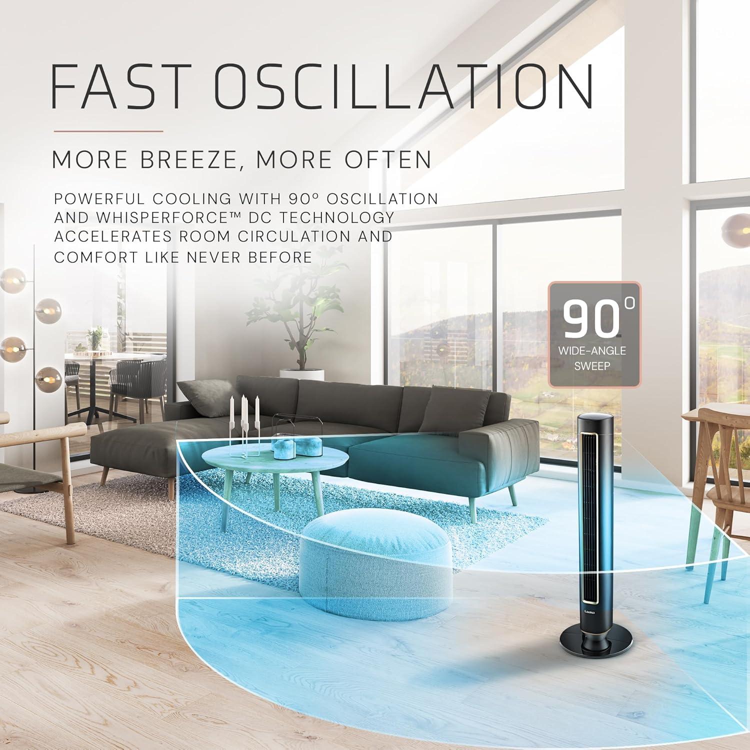 Ventilador de Torre Lasko Pinnacle 40" DC, Silencioso 24dB