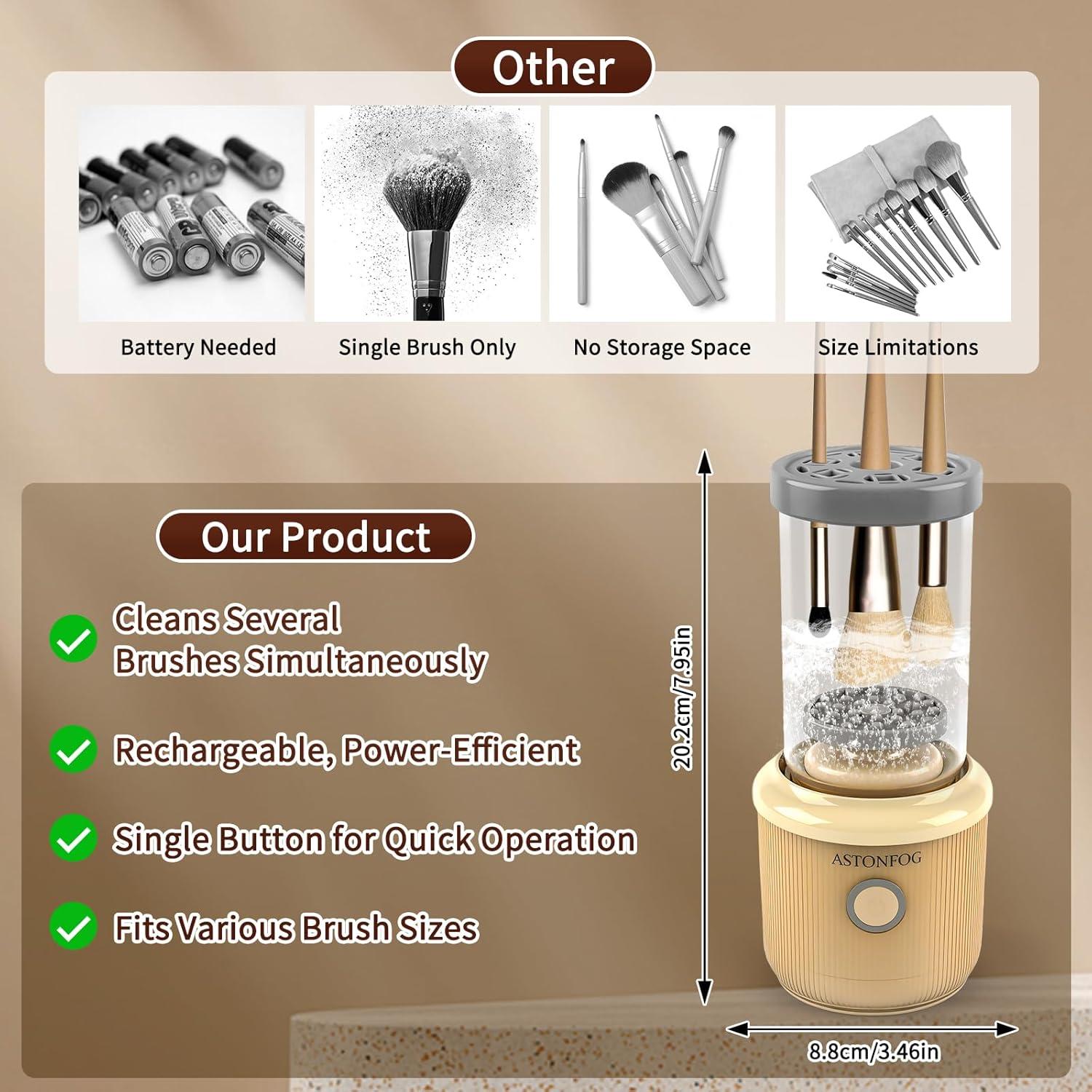 Limpiador Eléctrico de Brochas de Maquillaje ASTONFOG - Alta Velocidad